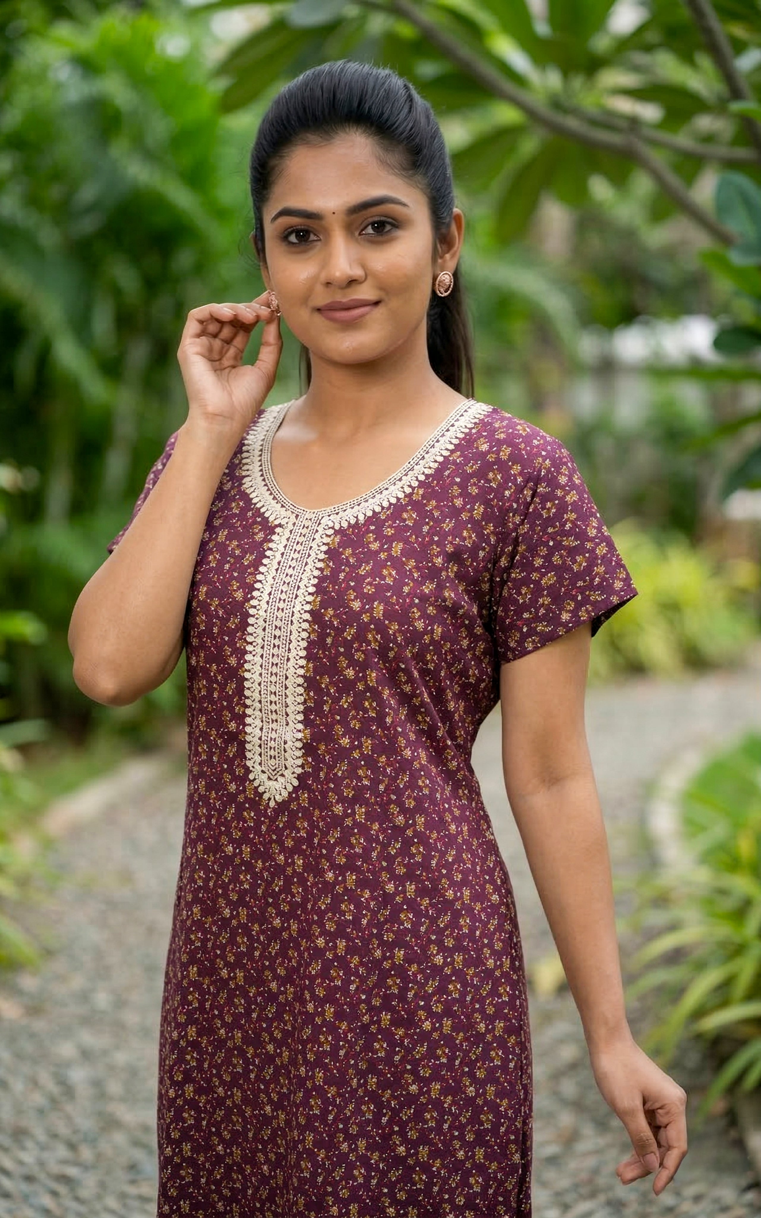 Cotton Straight Fit Nighty-159SS6