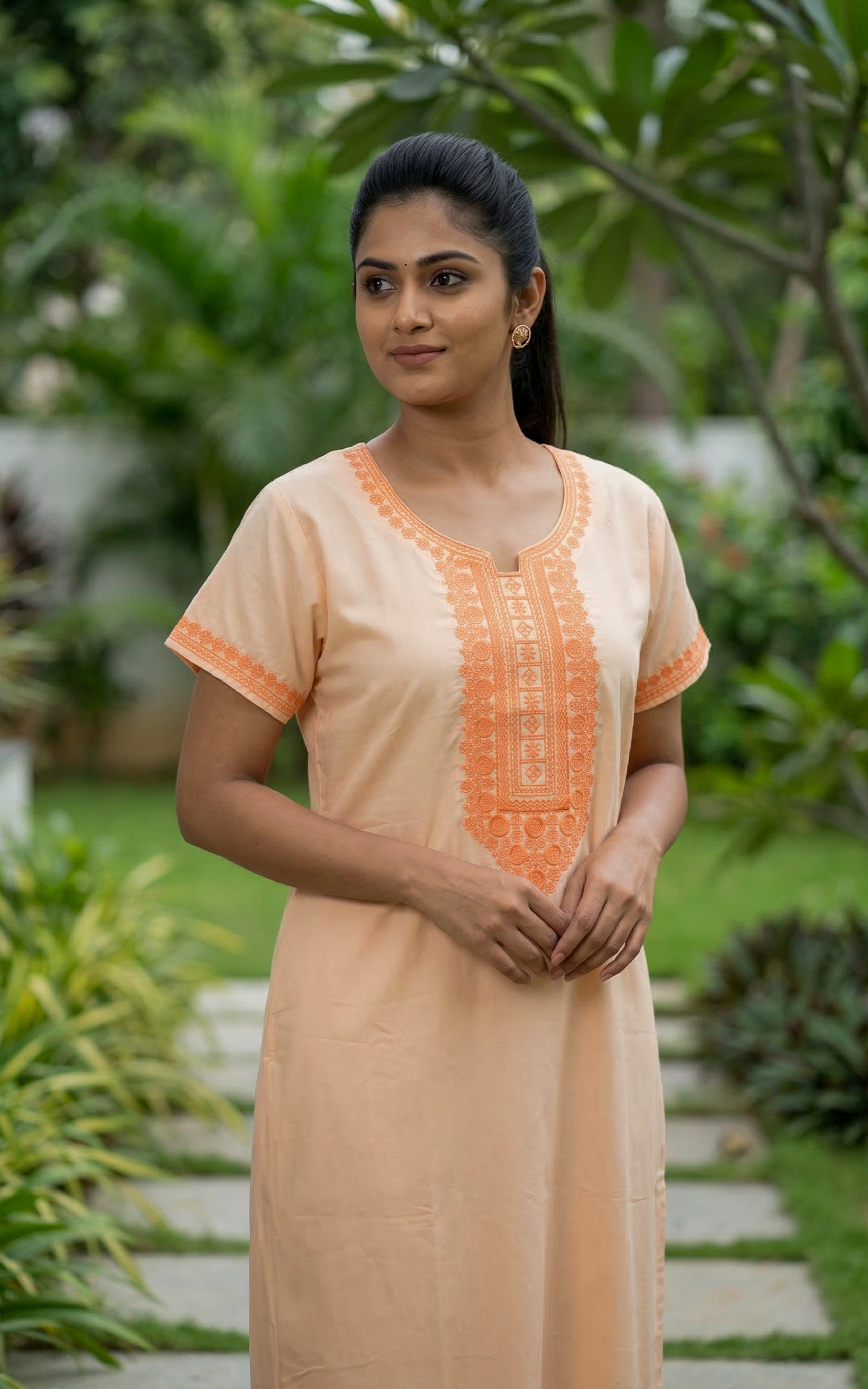 Cotton Straight Fit Nighty-159SS8