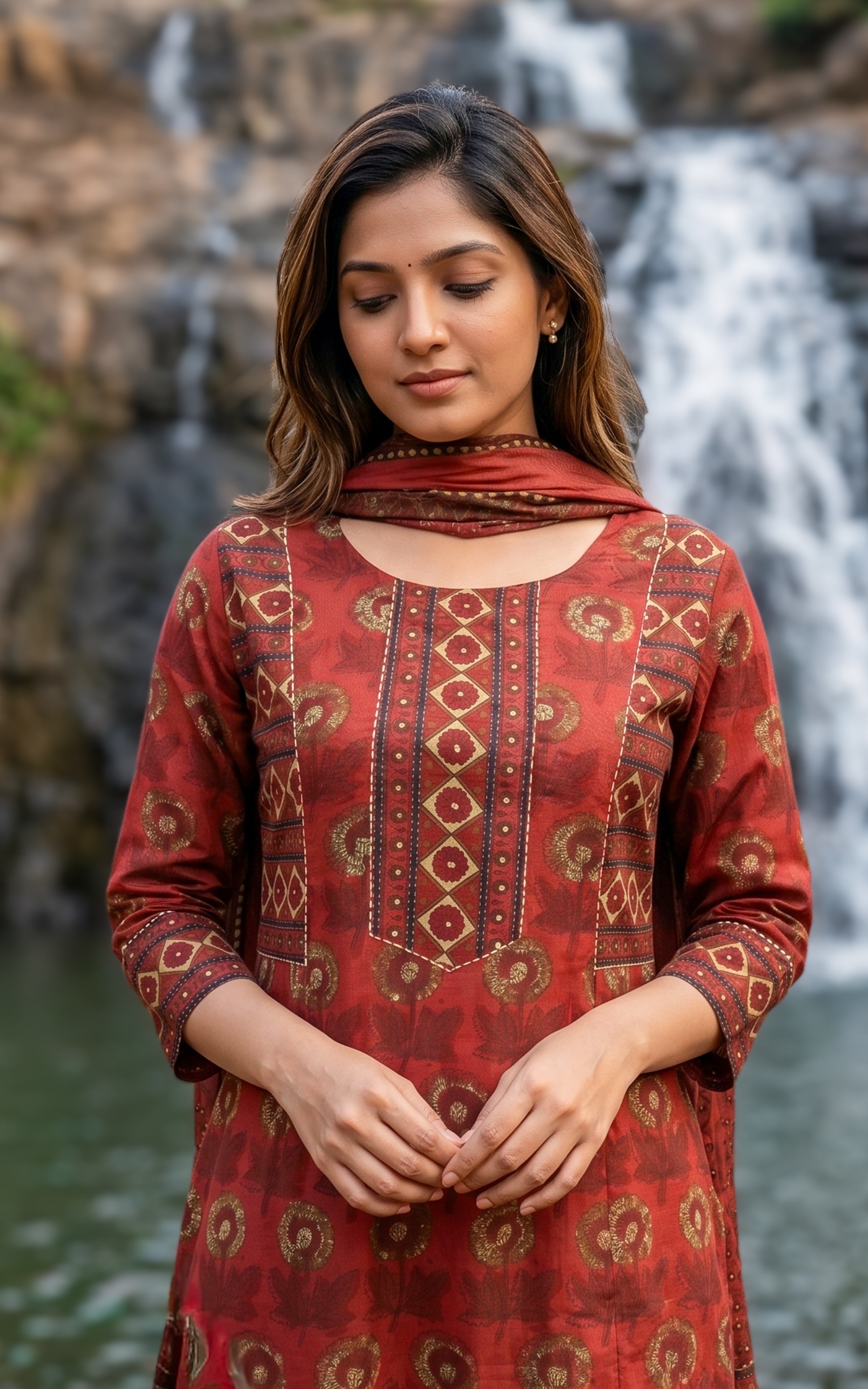 Aline cotton kurti with straight pant for women