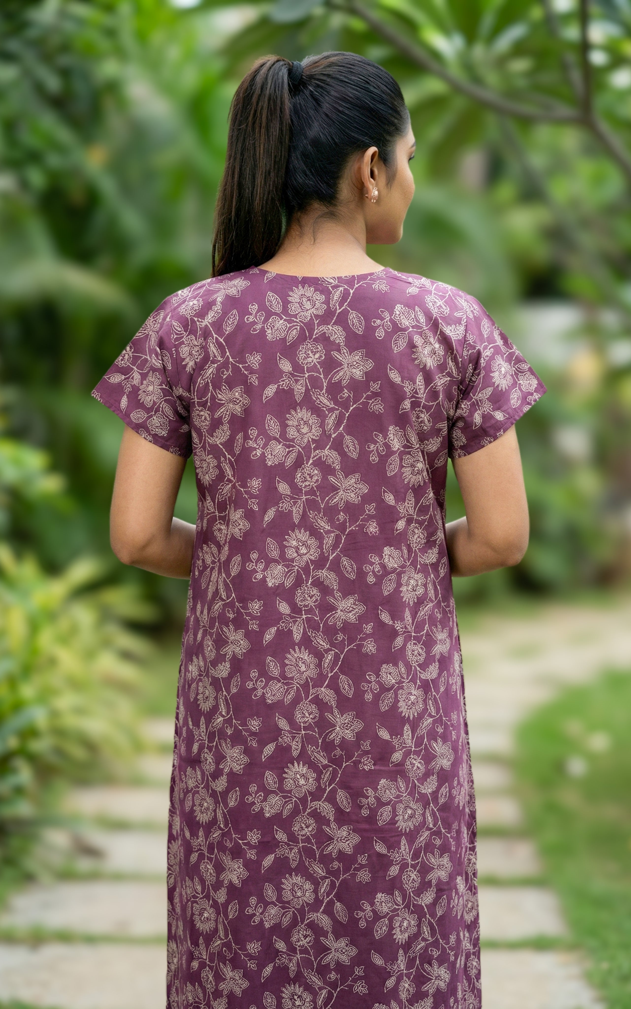 Comfortable printed cotton nighty for women