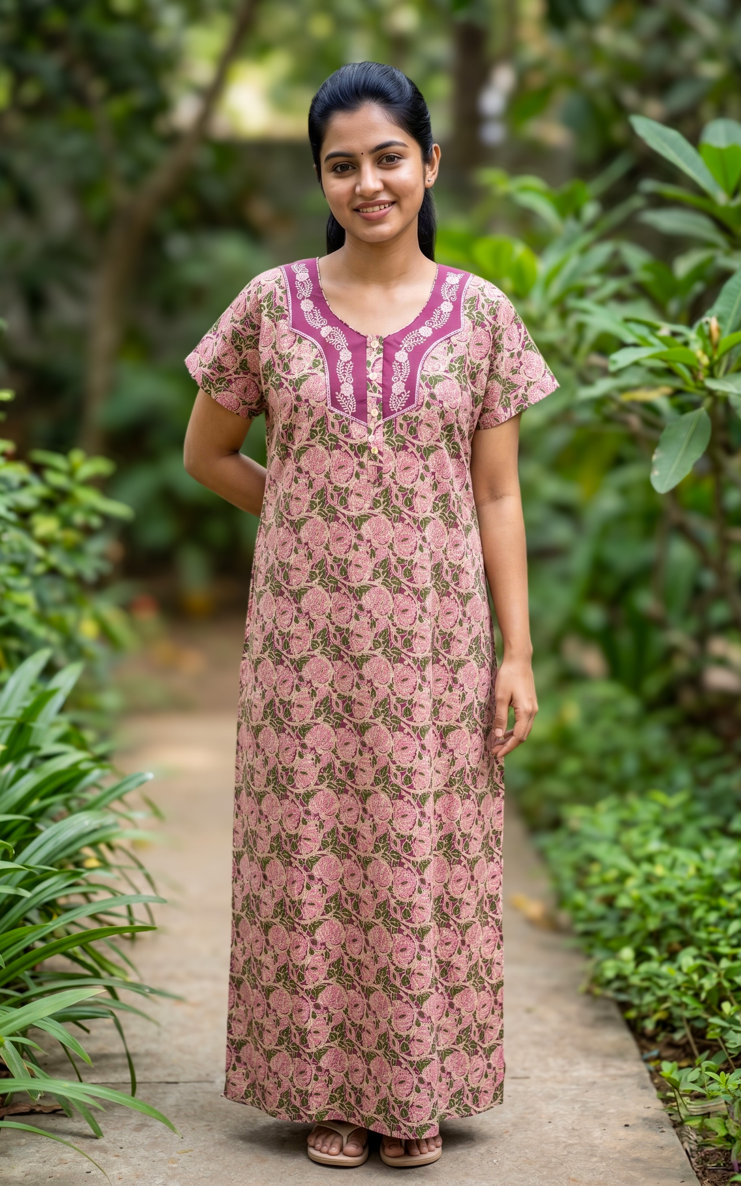 Cotton Straight Fit Nighty-160SS27A
