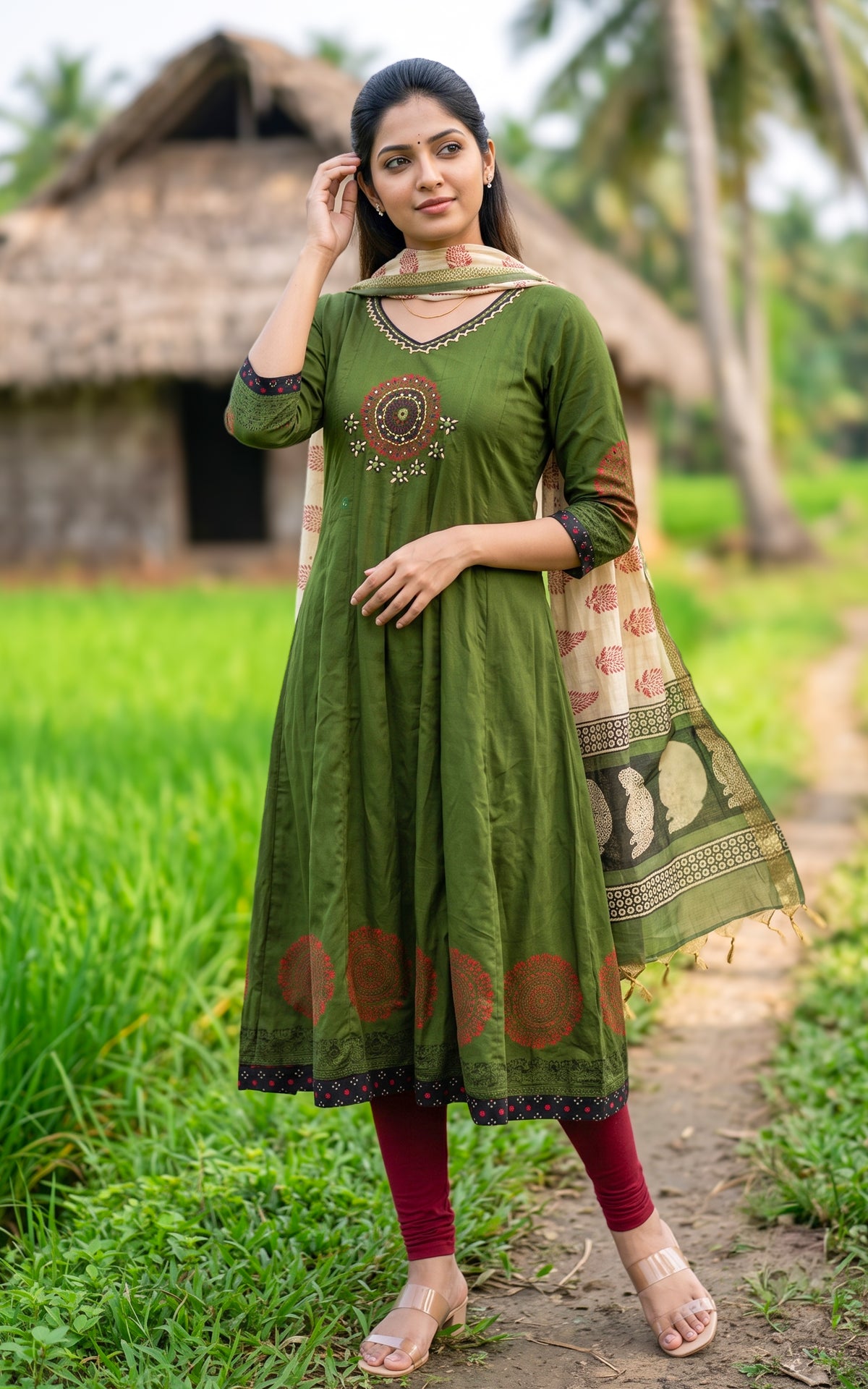 Panithuli Green (Kurti+Dupatta)