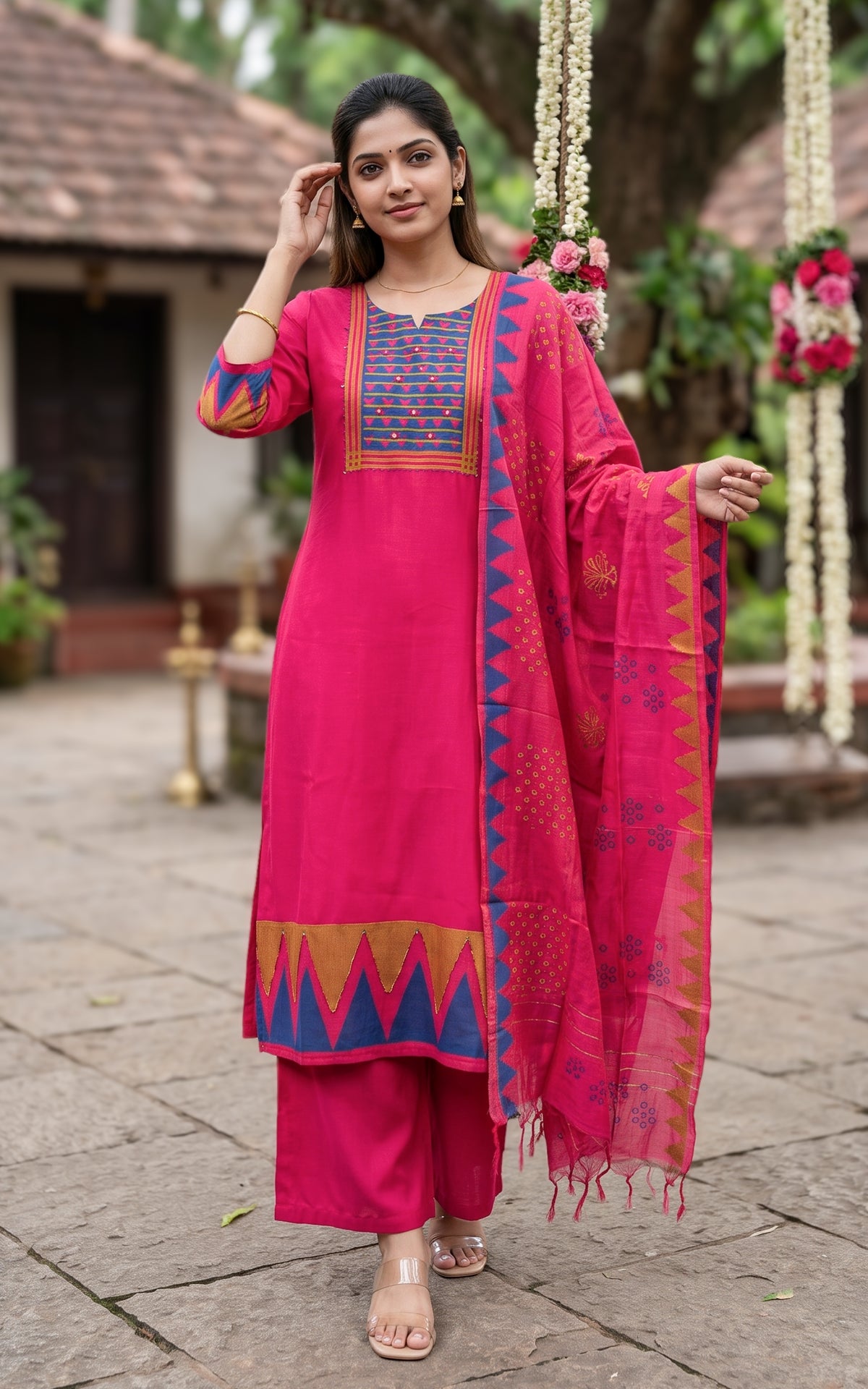Then Chudar (Kurti+Pant+Dupatta)