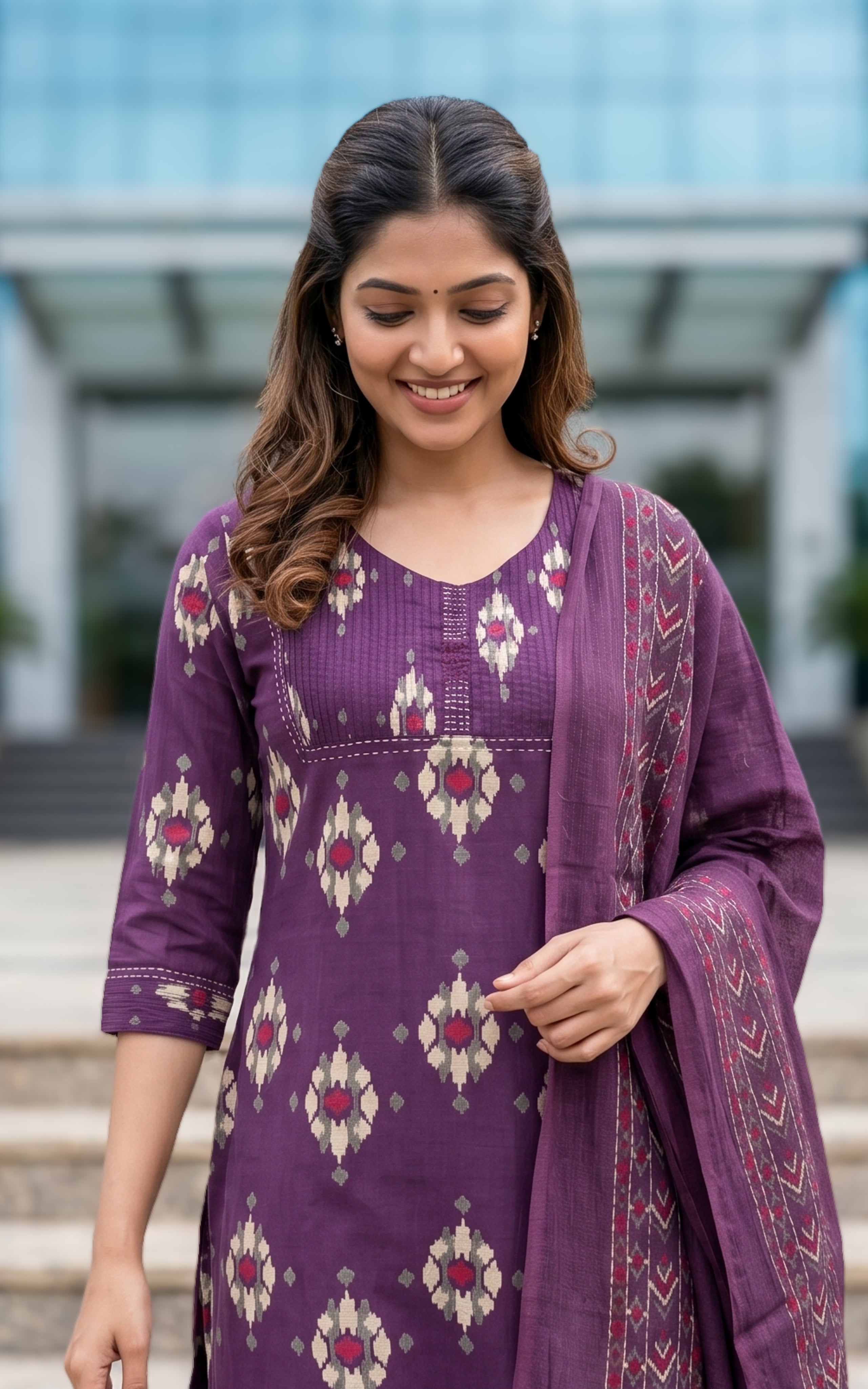 Moulika Violet (Kurti+Pant+Dupatta)