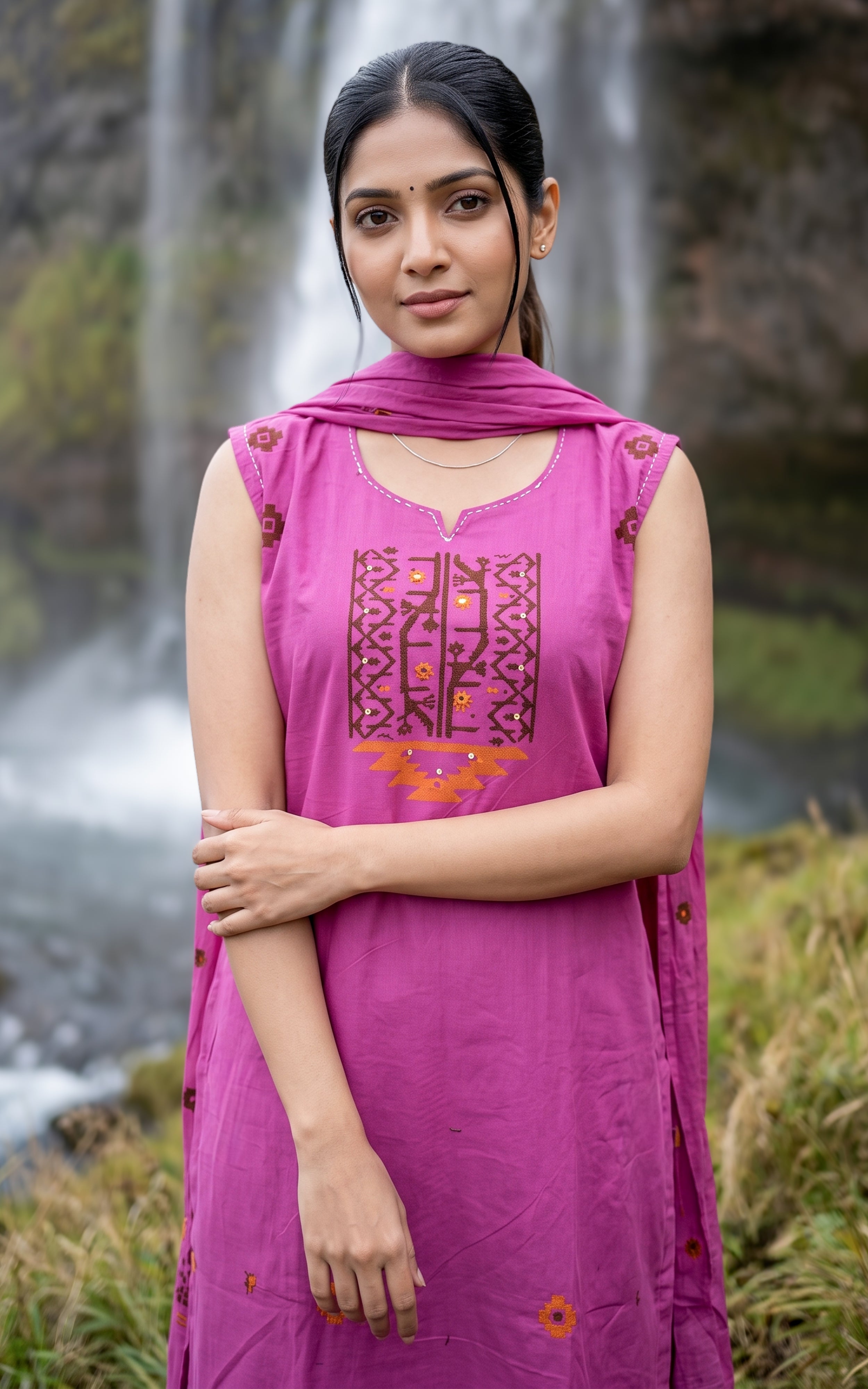 Shobana Pink (Kurti+Pant+Dupatta)