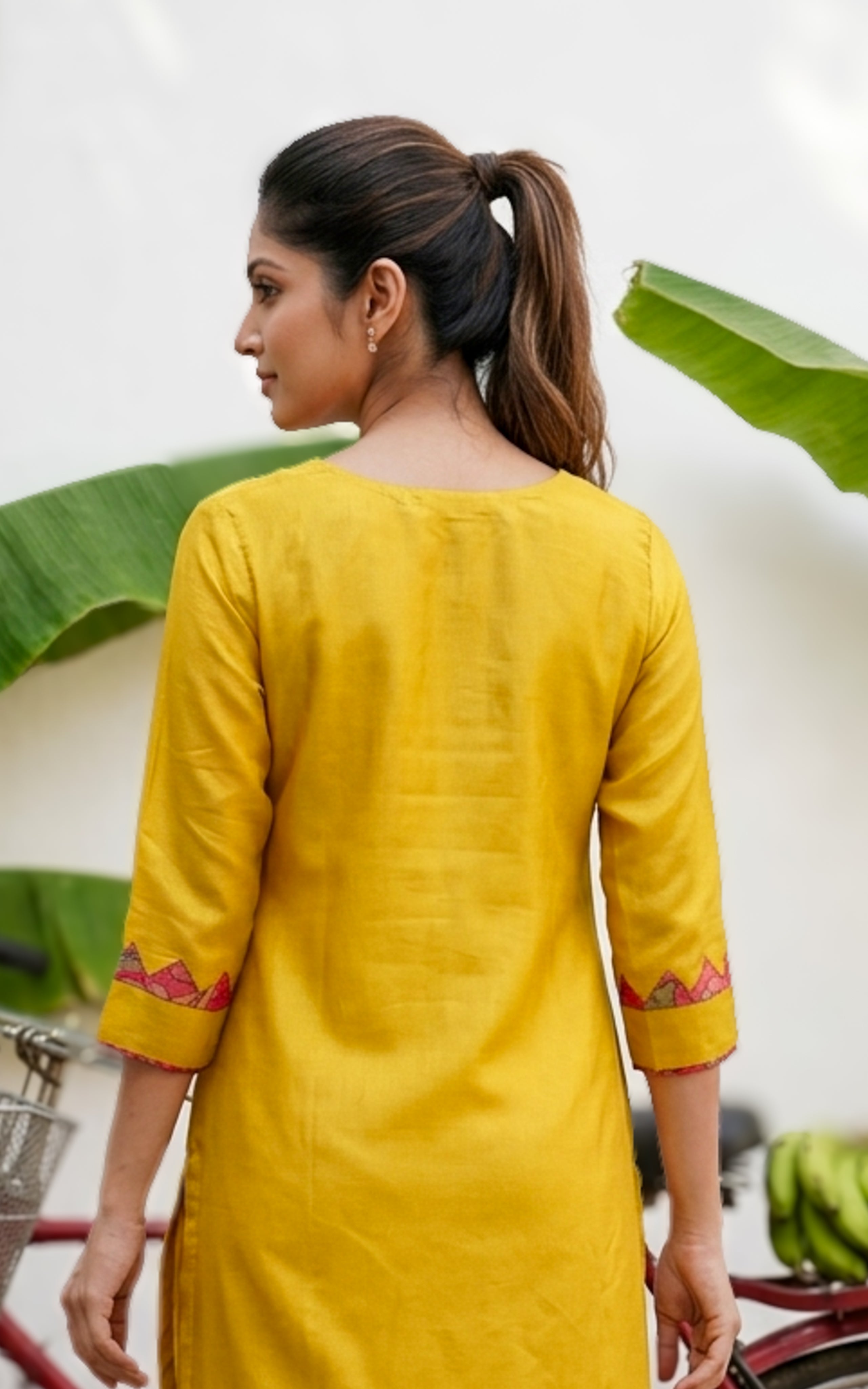 Mustard Yellow Silk Kurti Modern Ethnic Wear Women