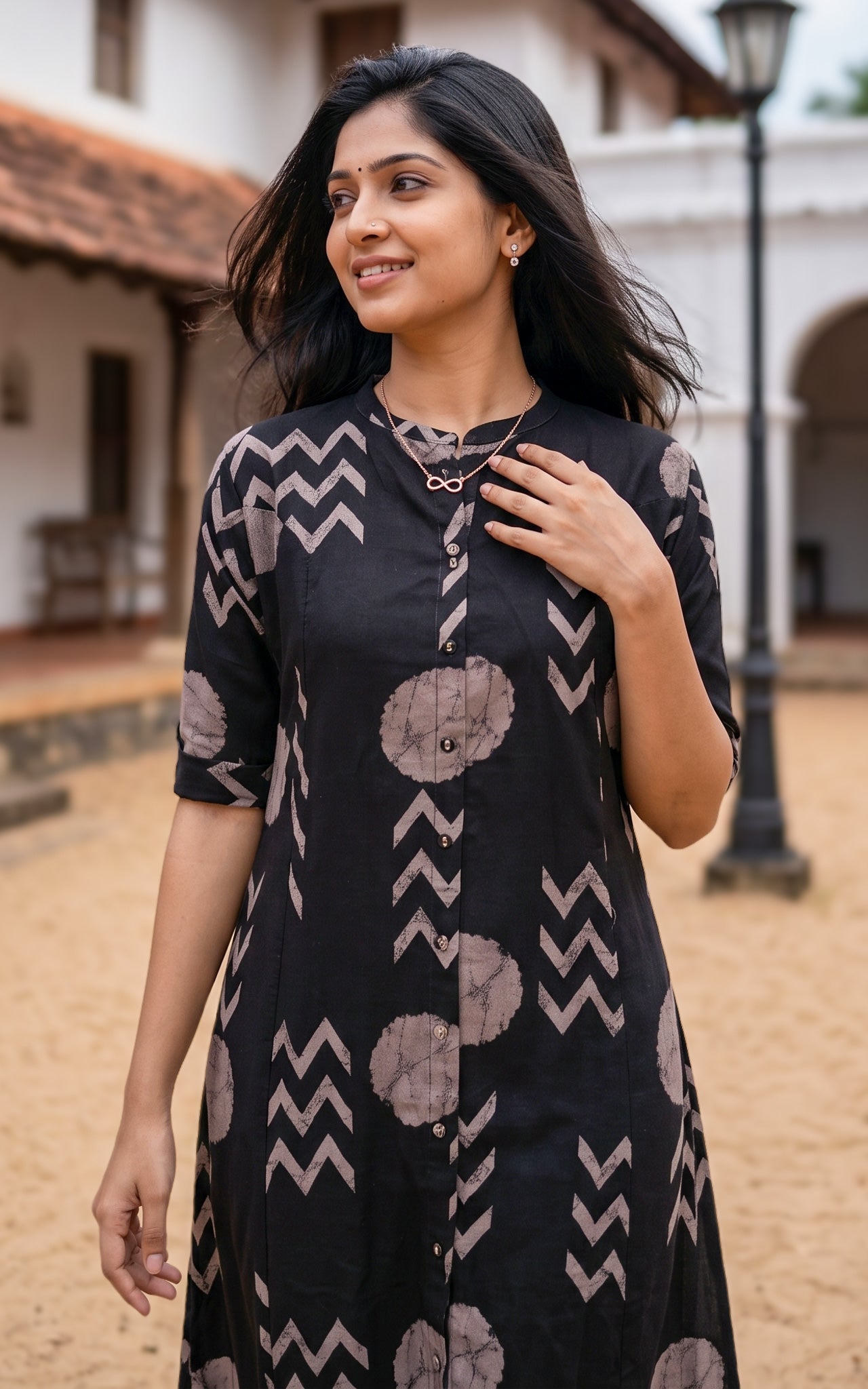 Black Cotton Flex Daily Wear Kurti Set for Women