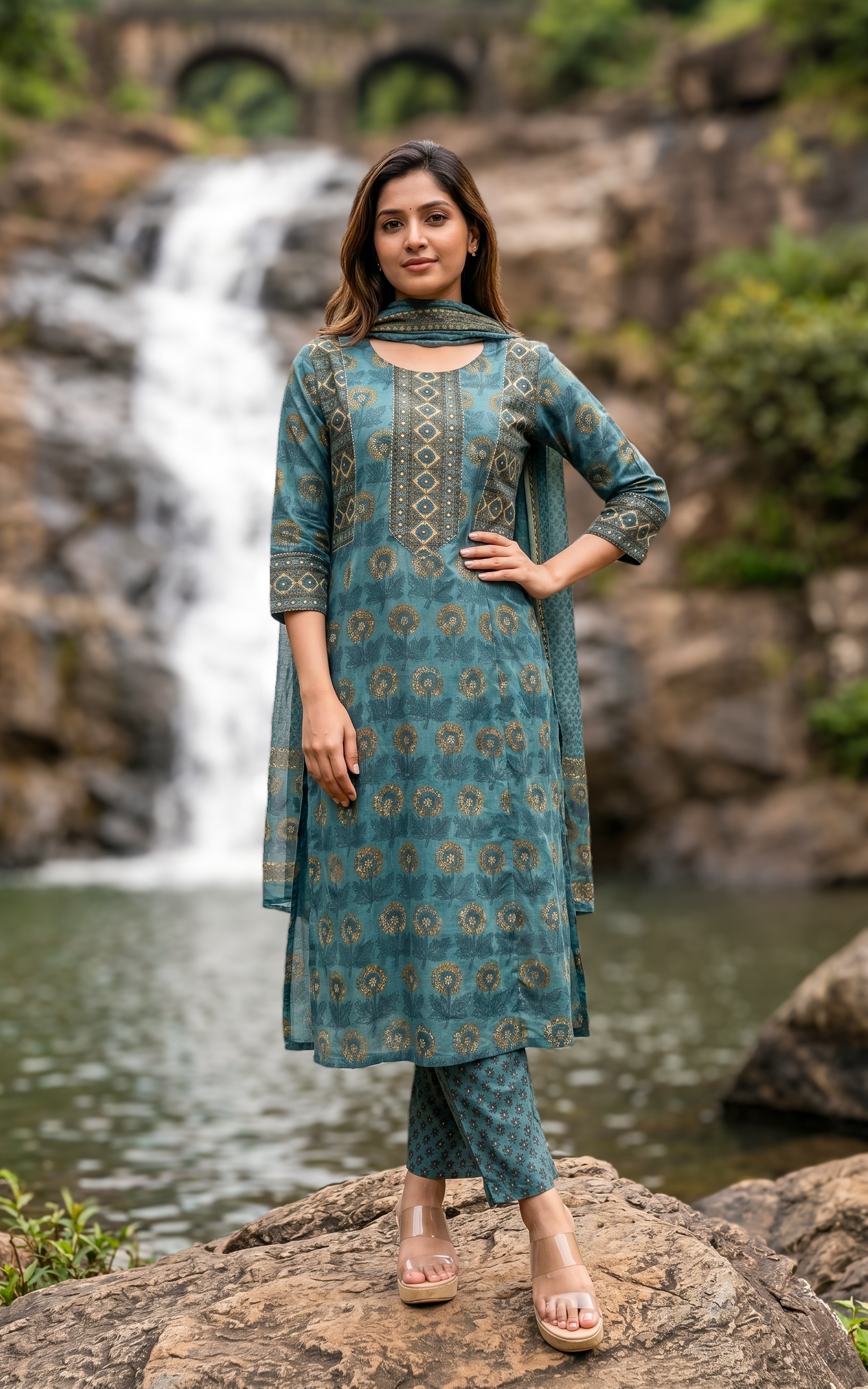 Simple Aline cotton kurti set for women