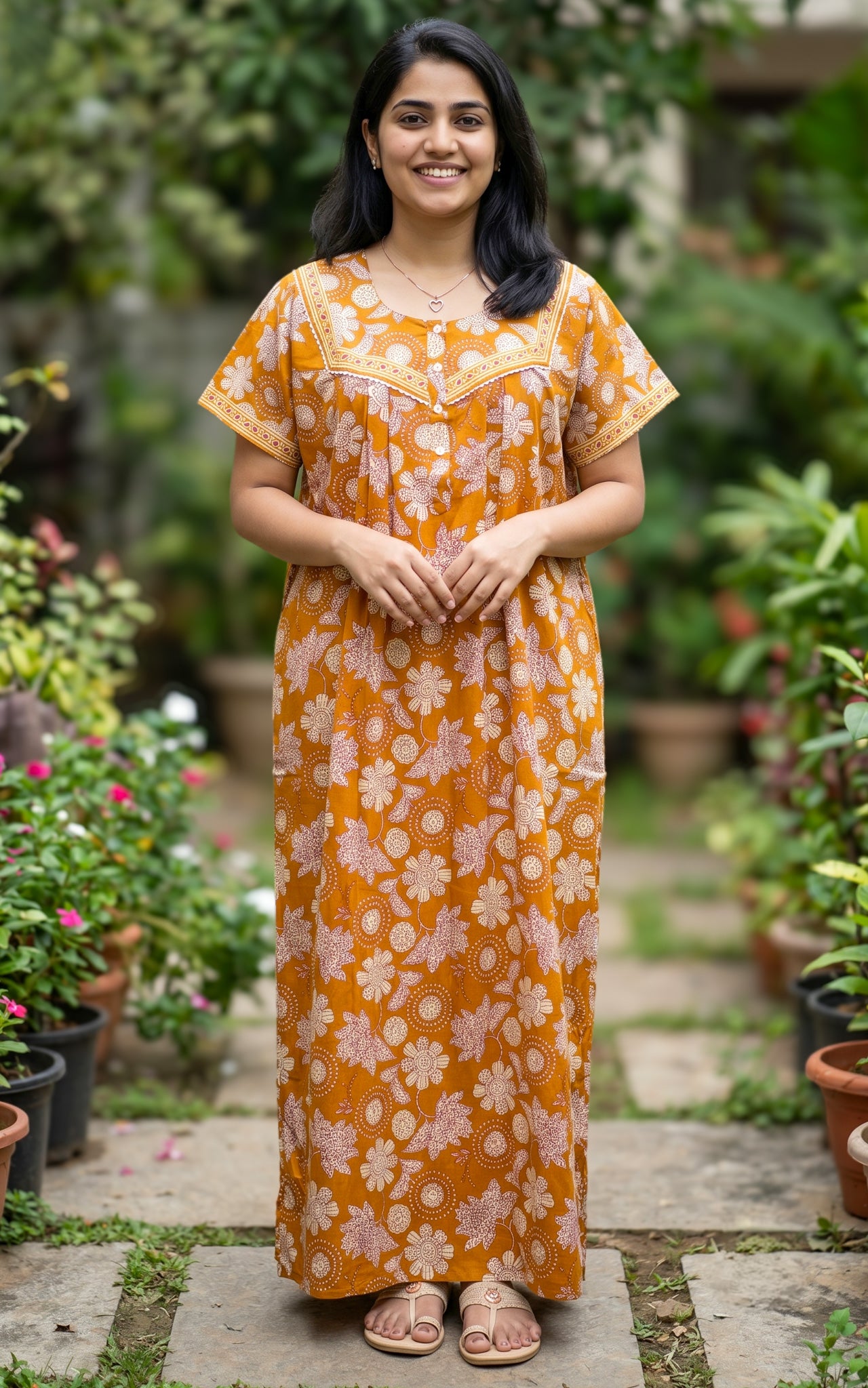 Cotton Straight Fit Nighty-162SS9