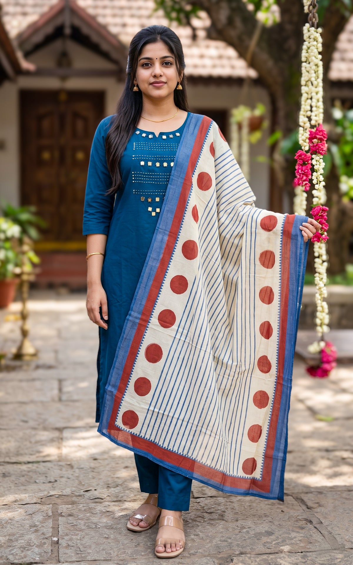 Vishmina Handblock Blue (Kurti+Pant+Dupatta)