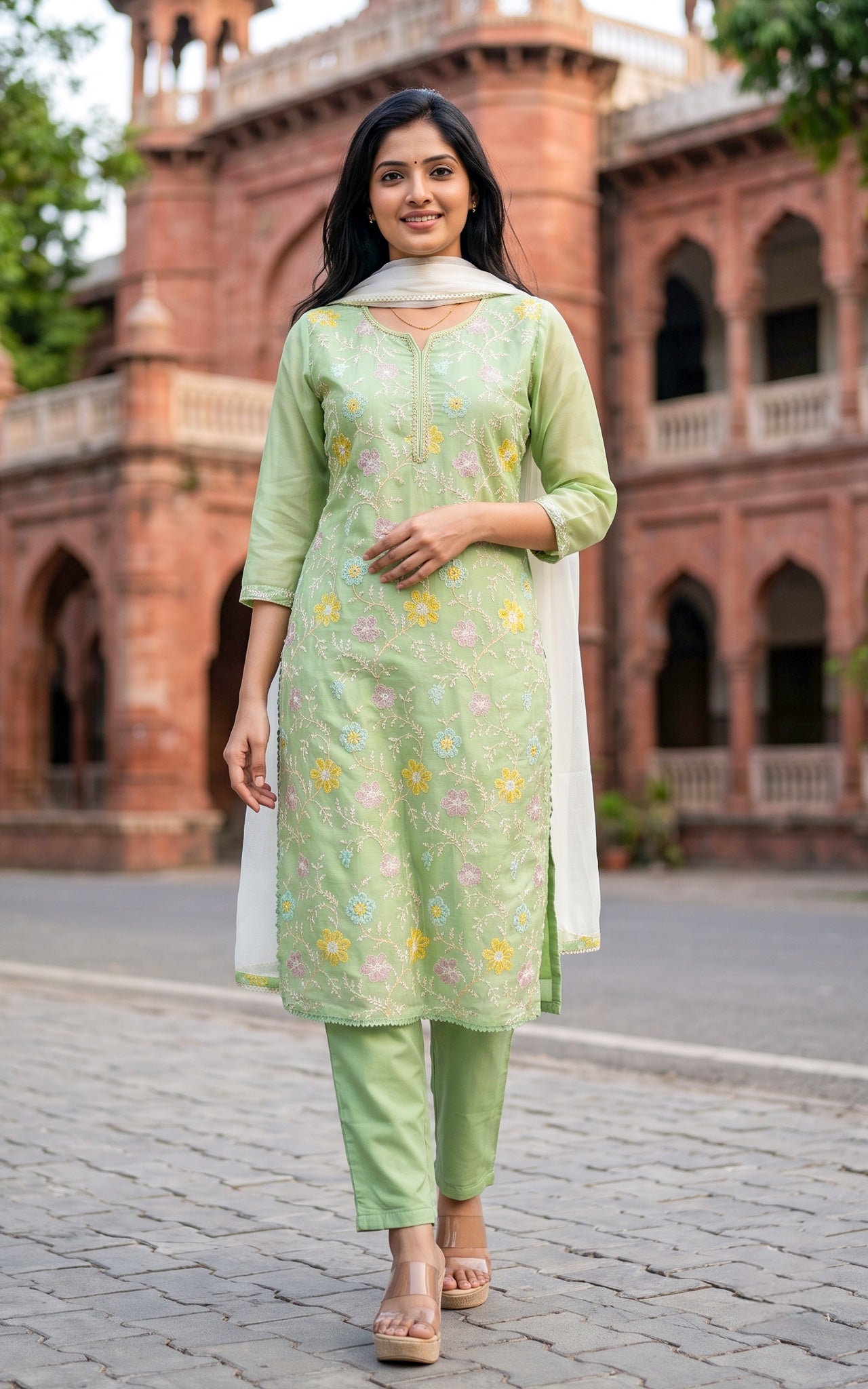 Laara Pista Green (Kurti+Pant+Dupatta)