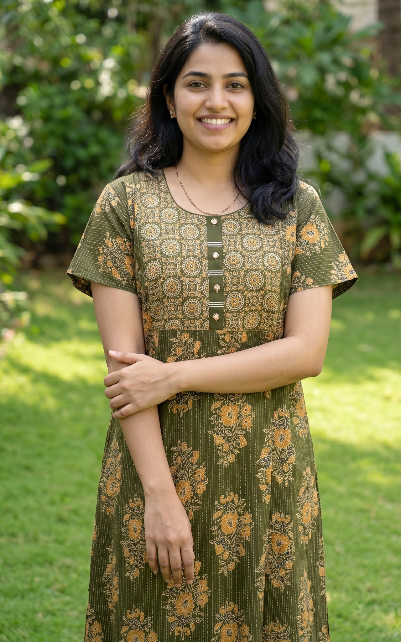 Cotton Straight Fit Nighty-162SS5A