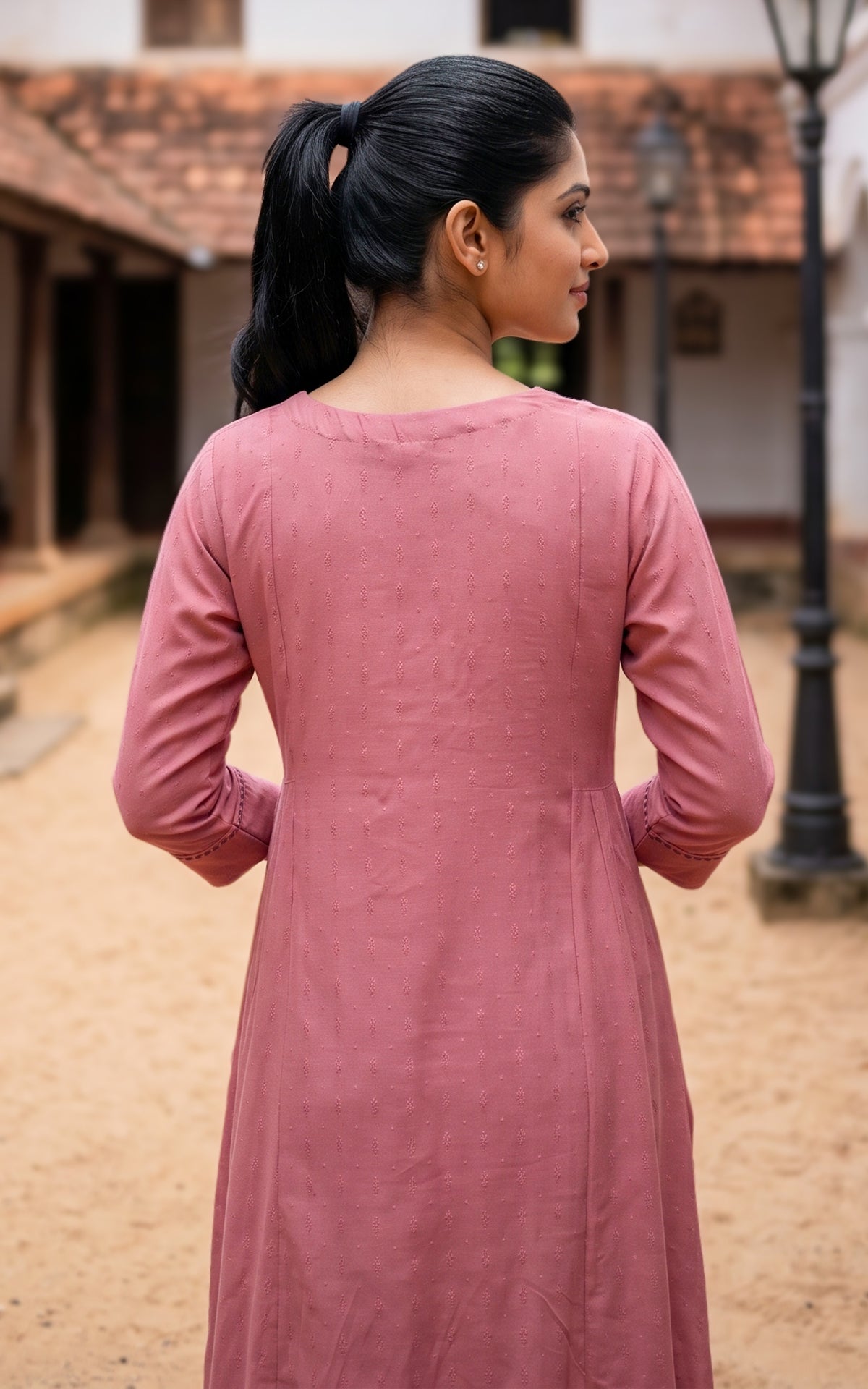 Peach Art Silk Casual Wear Anarkali Kurti for Women