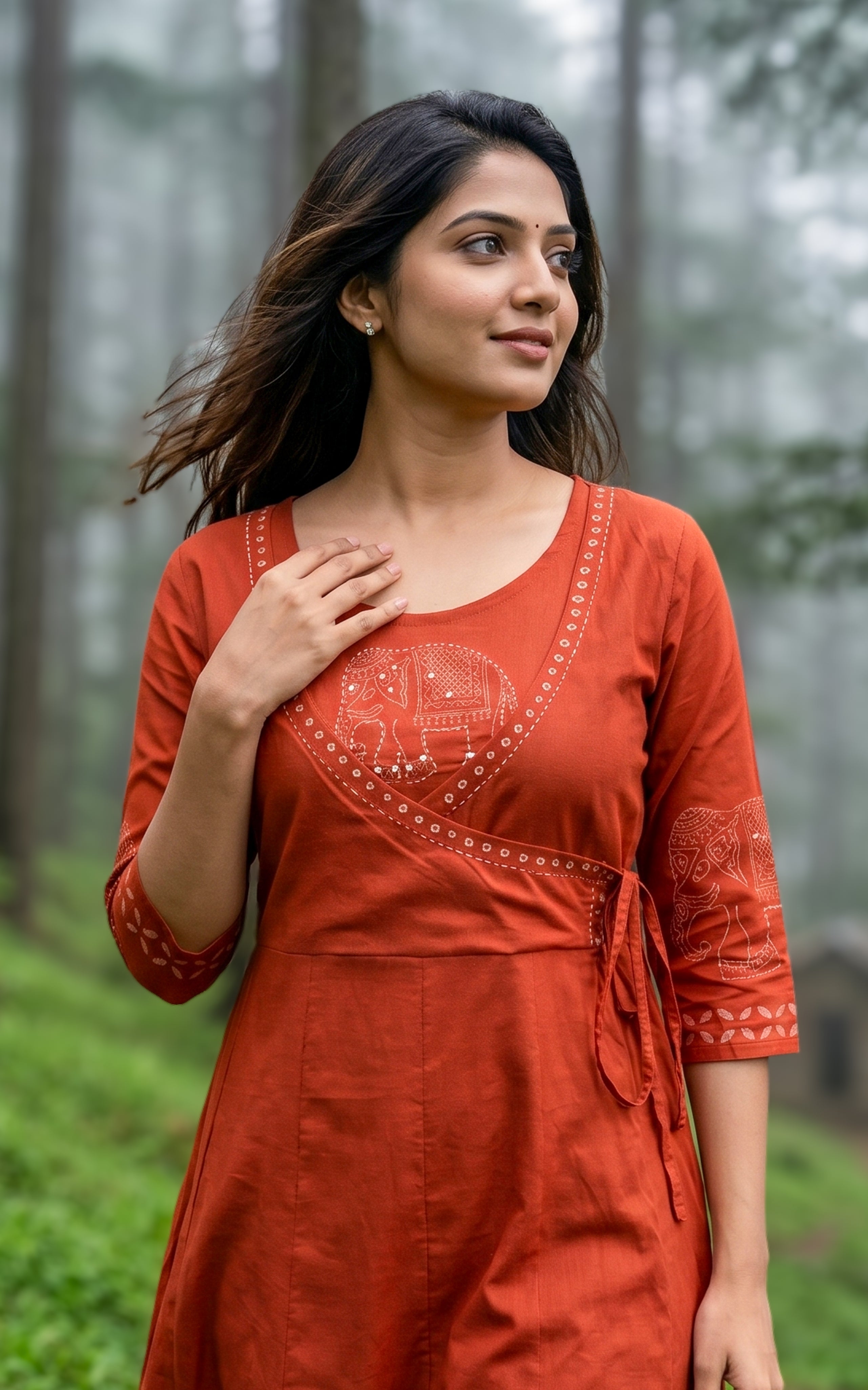 Instore – Rust Cotton Kurti for Women – Handblock Printed – Ethnic Wear