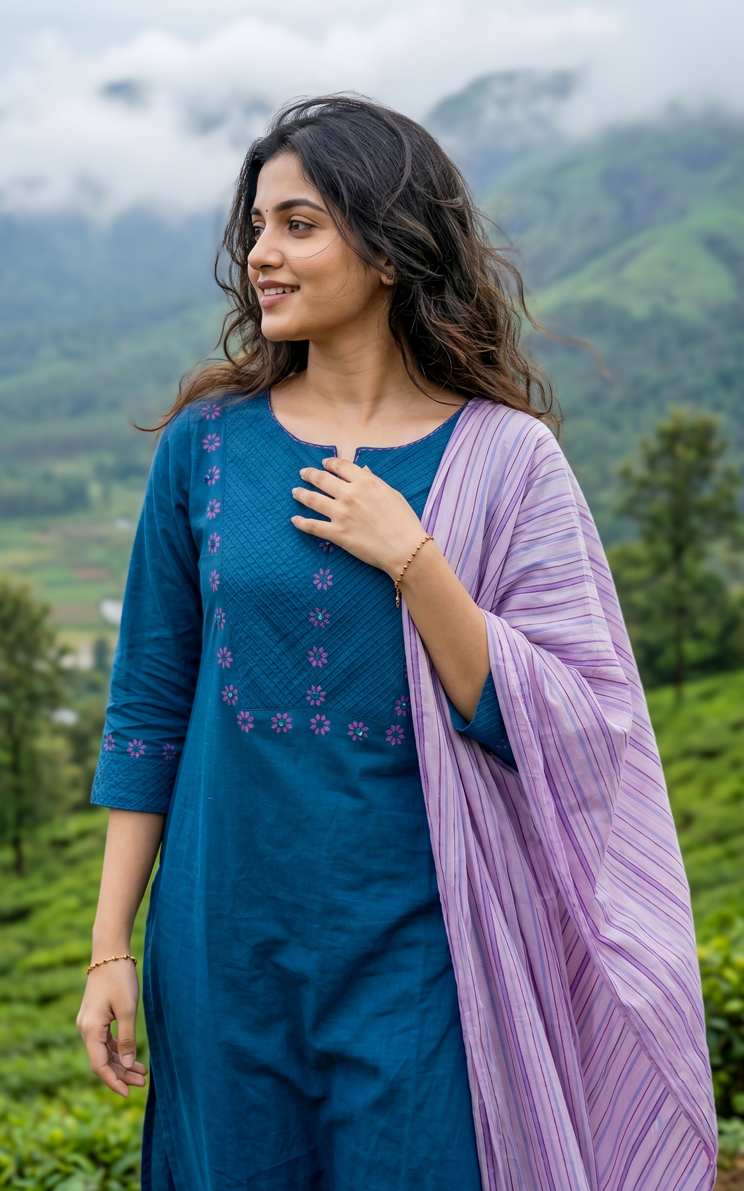 Masani Navy Blue (Kurti+Dupatta)