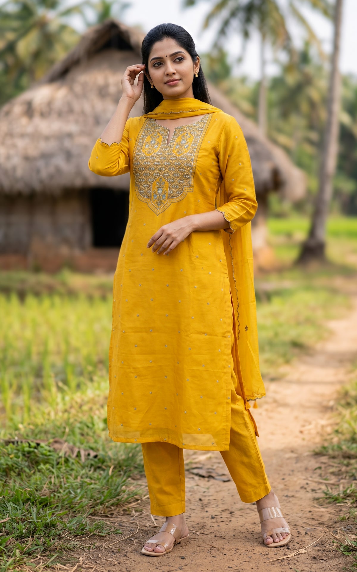 Harini Mustard (Kurti+Pant+Dupatta)