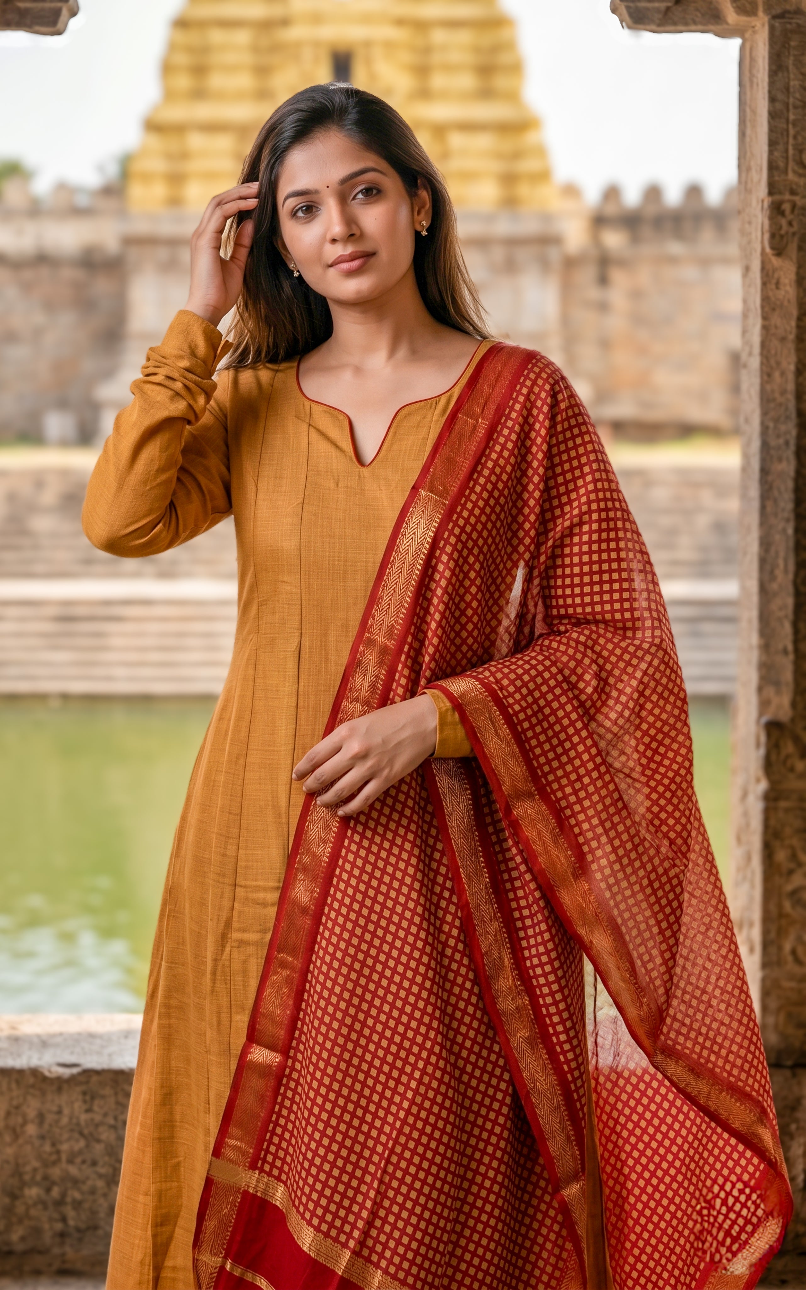Anwen Mustard (Kurti+Dupatta)