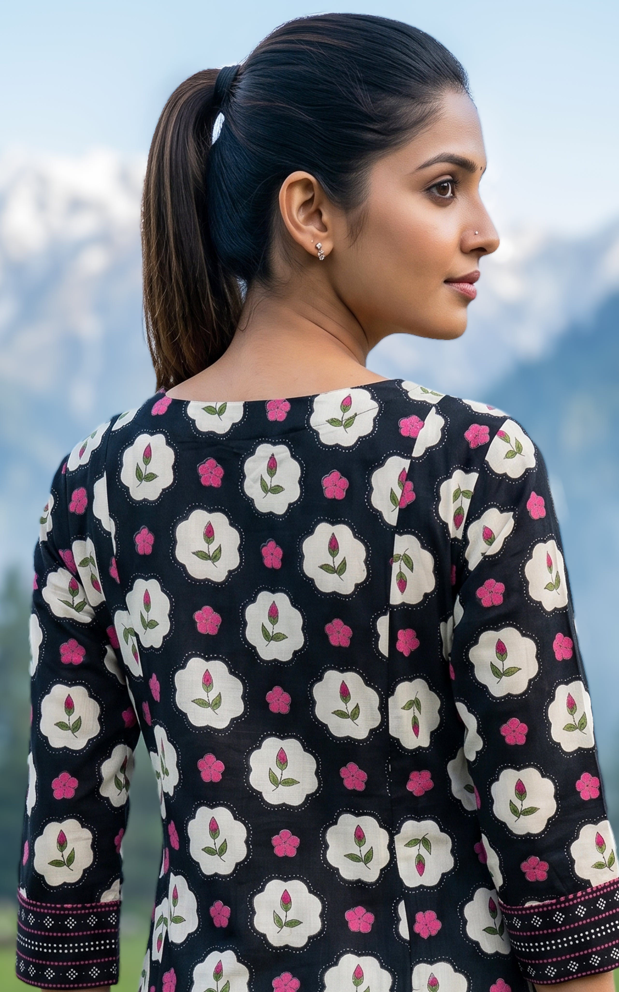 Simple Black Cotton Kurti For Women
