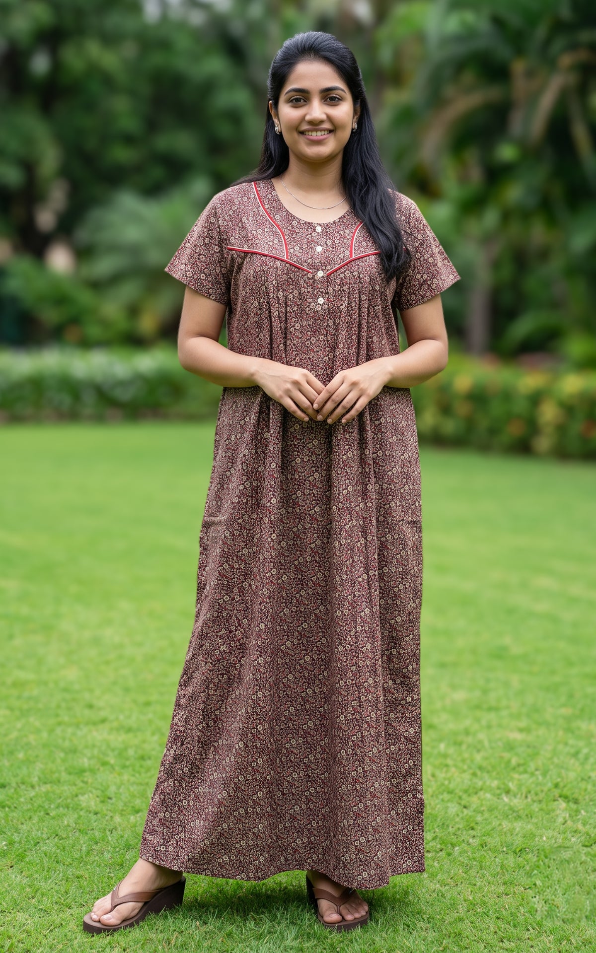 Cotton Straight Fit Nighty-166SS3B