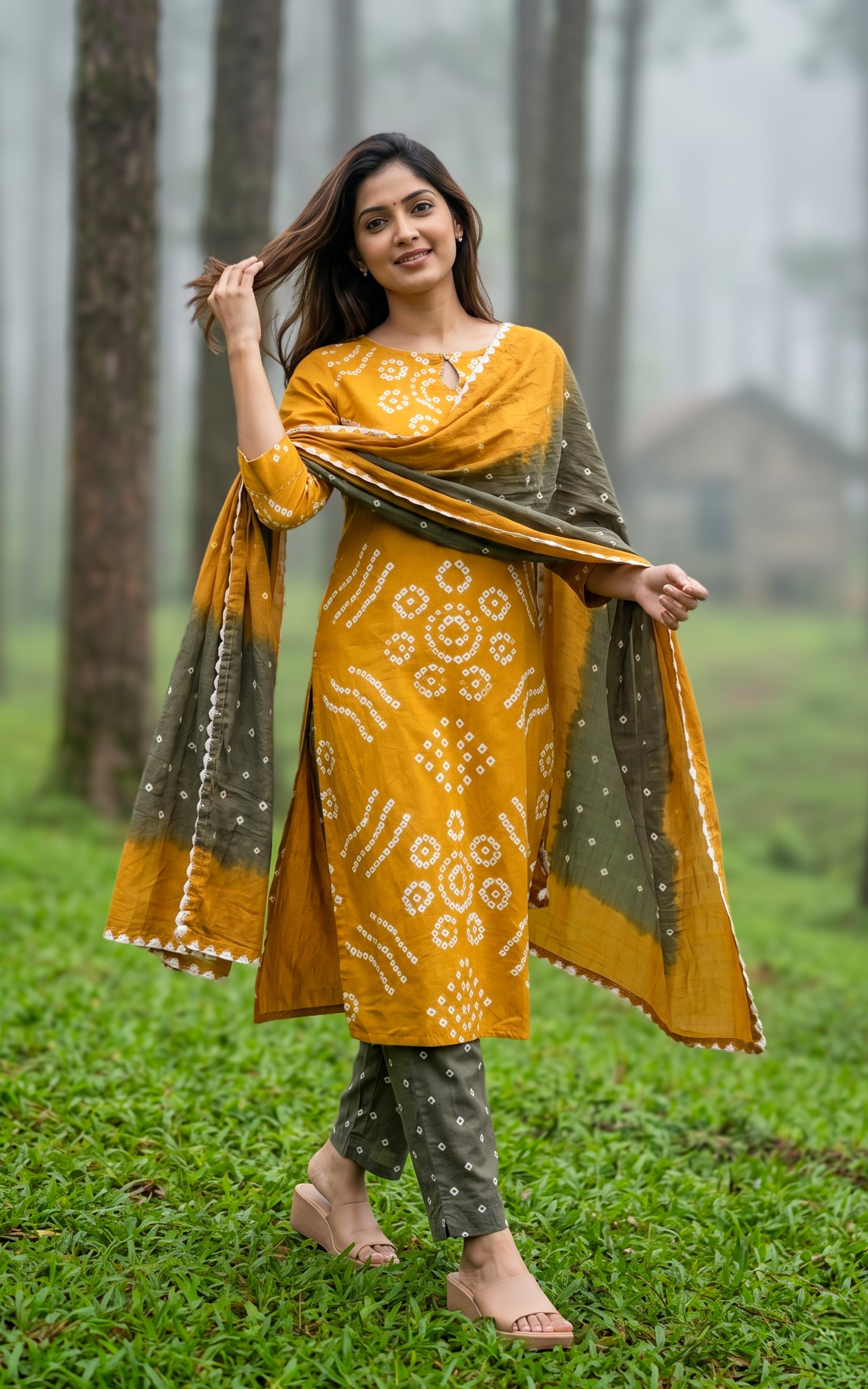 Rithushka Mustard (Kurti+Pant+Dupatta)