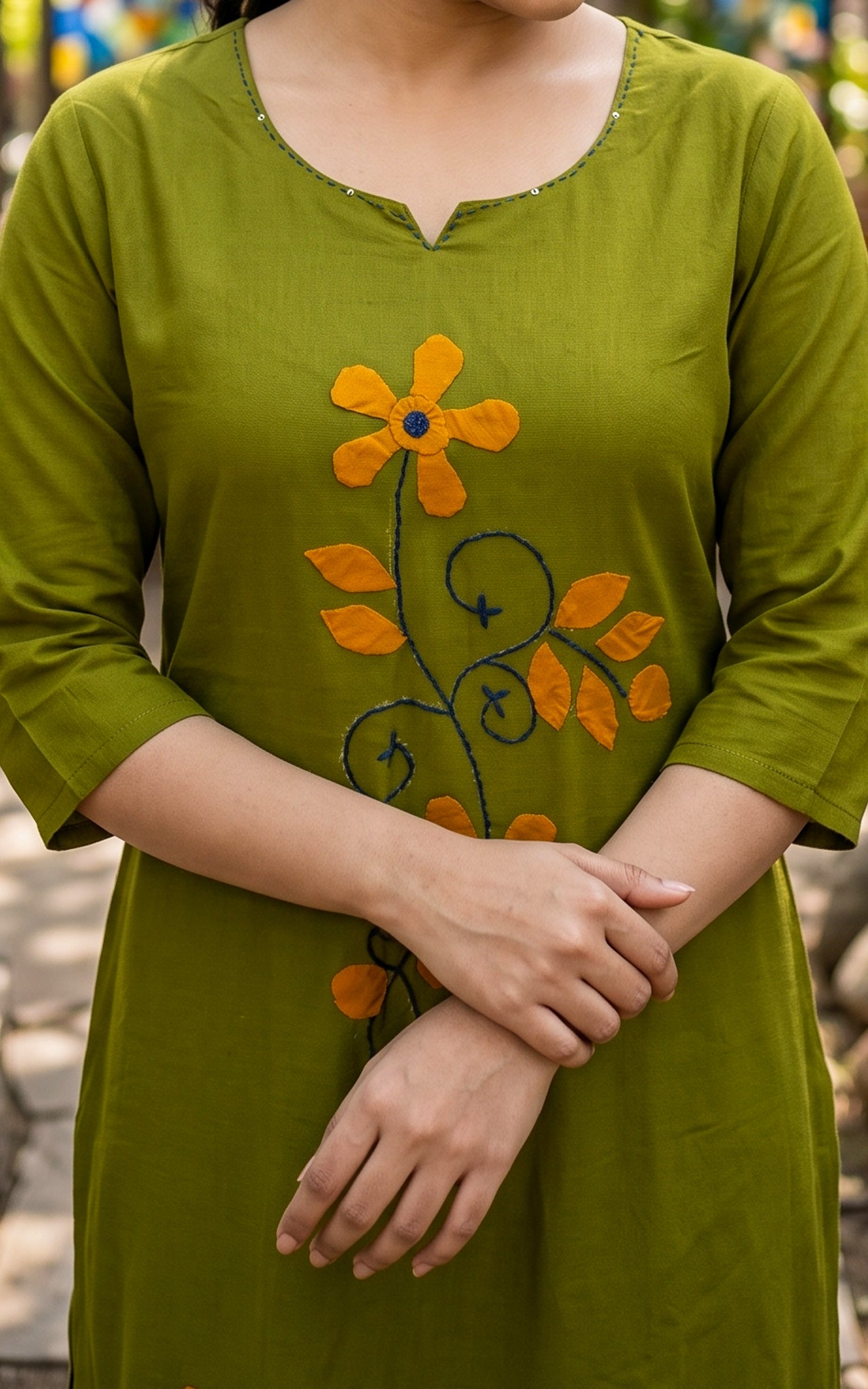 Mehandi Green Cotton Summer Collection Kurti Set for Women