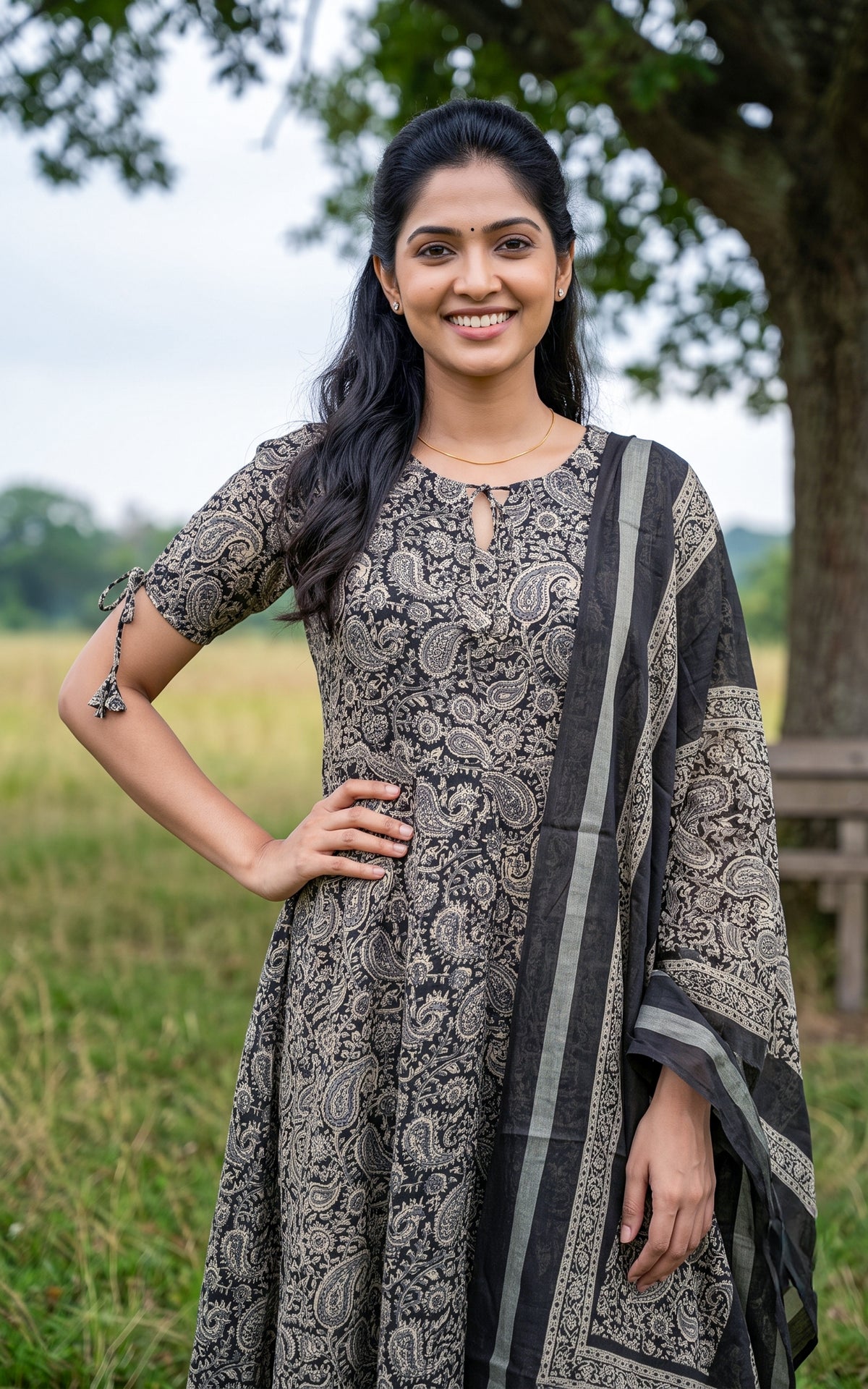 Aadhila Black (Kurti+Dupatta)