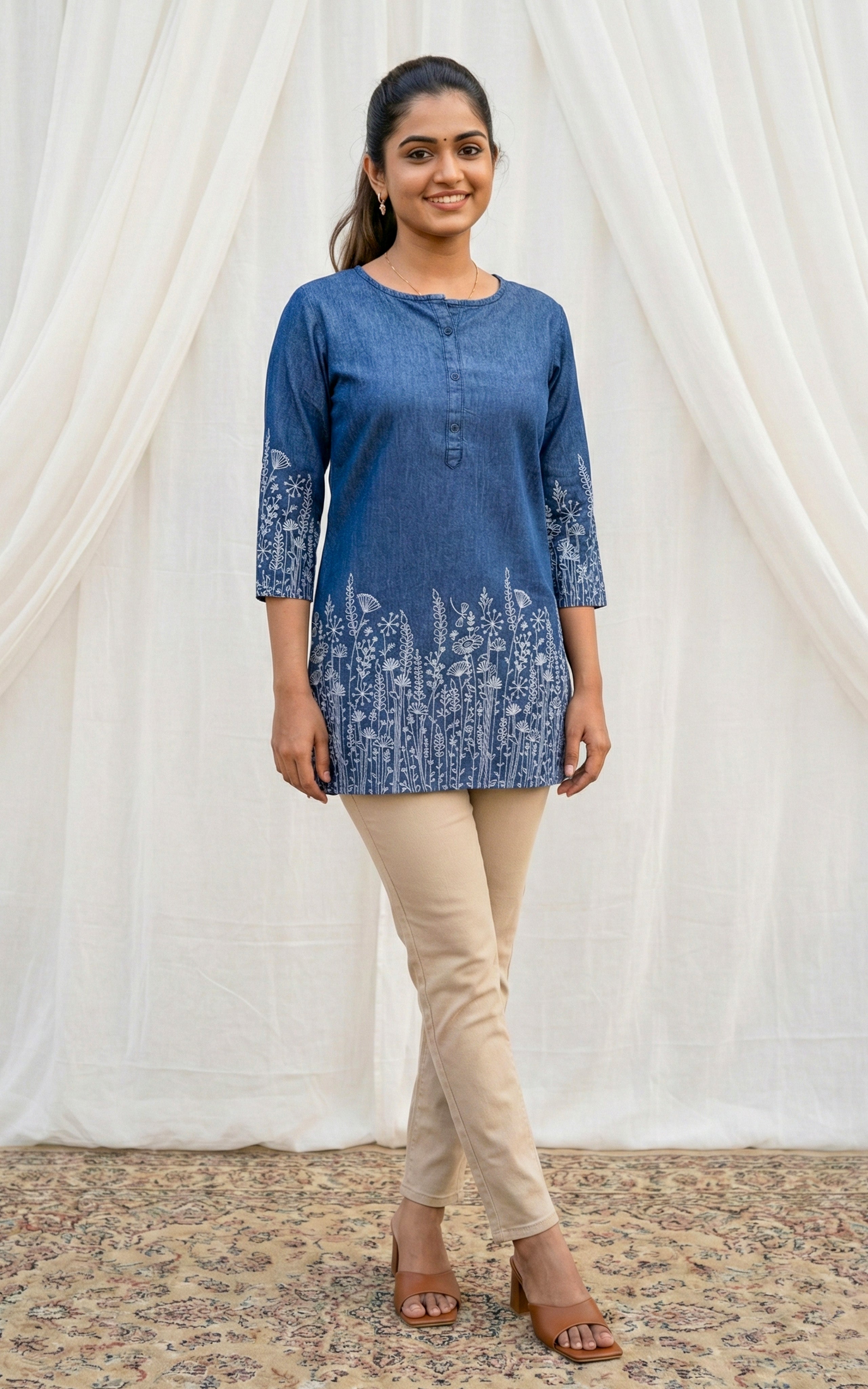 Instore – Denim Blue Suhani Kurti for Women – Denim – Indian Ethnic Wear