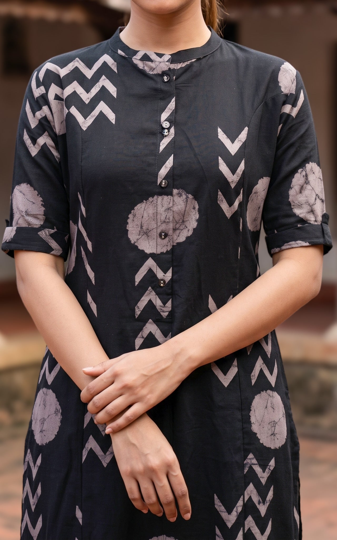 Black Cotton Flex Casual Wear Kurti Set for Women