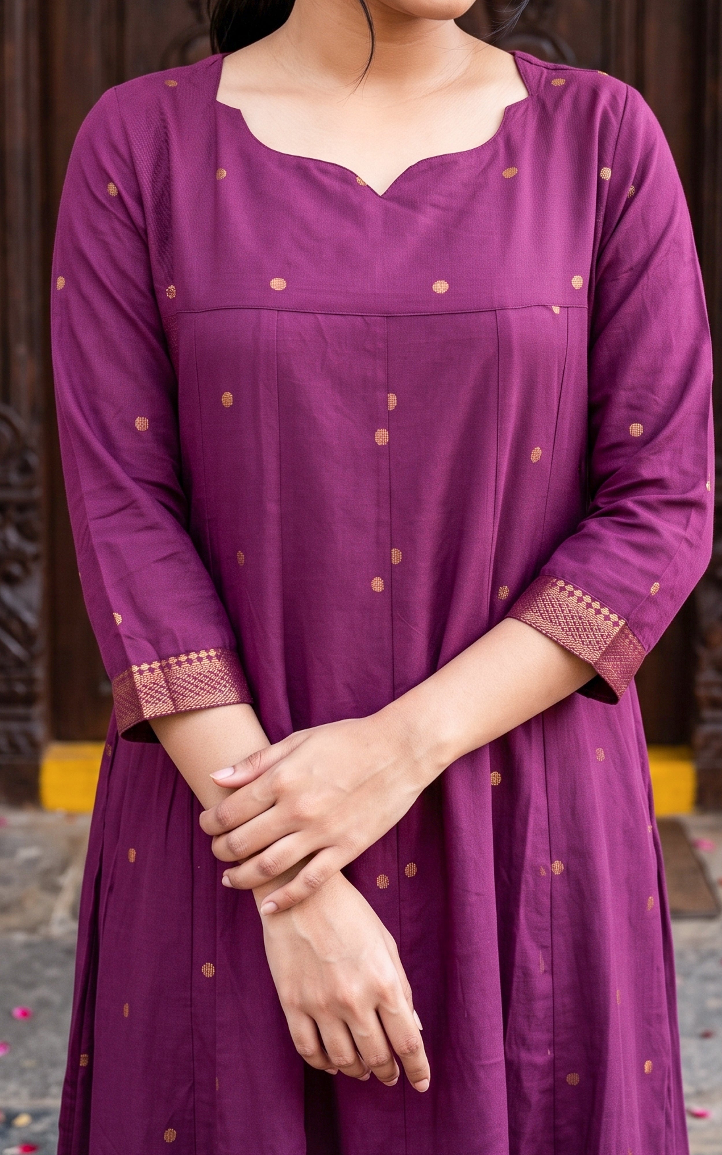 Hamsaveni Plum (Kurti+Dupatta)