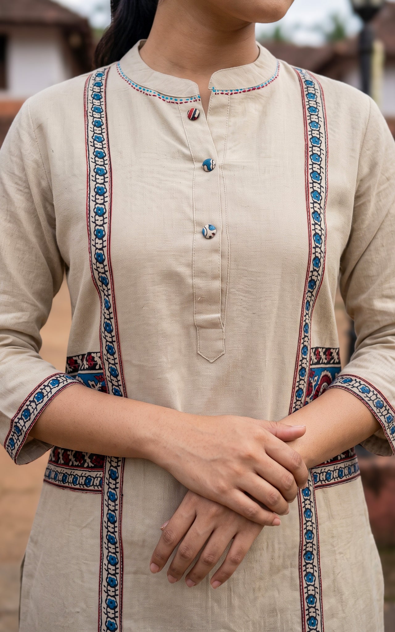Beige Cotton Daily Wear Kurti for Women