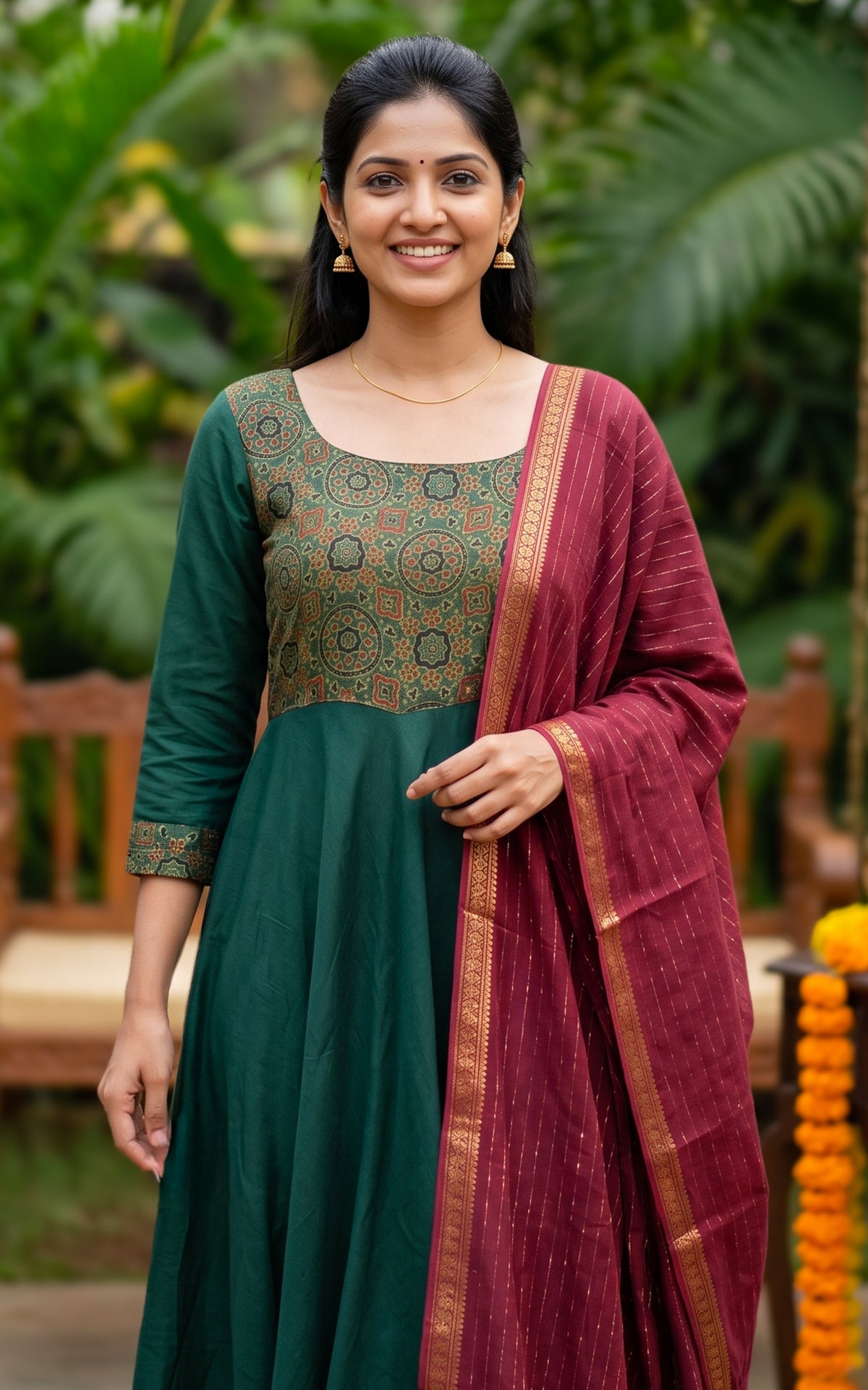 Kanmani Green (Kurti+Dupatta)