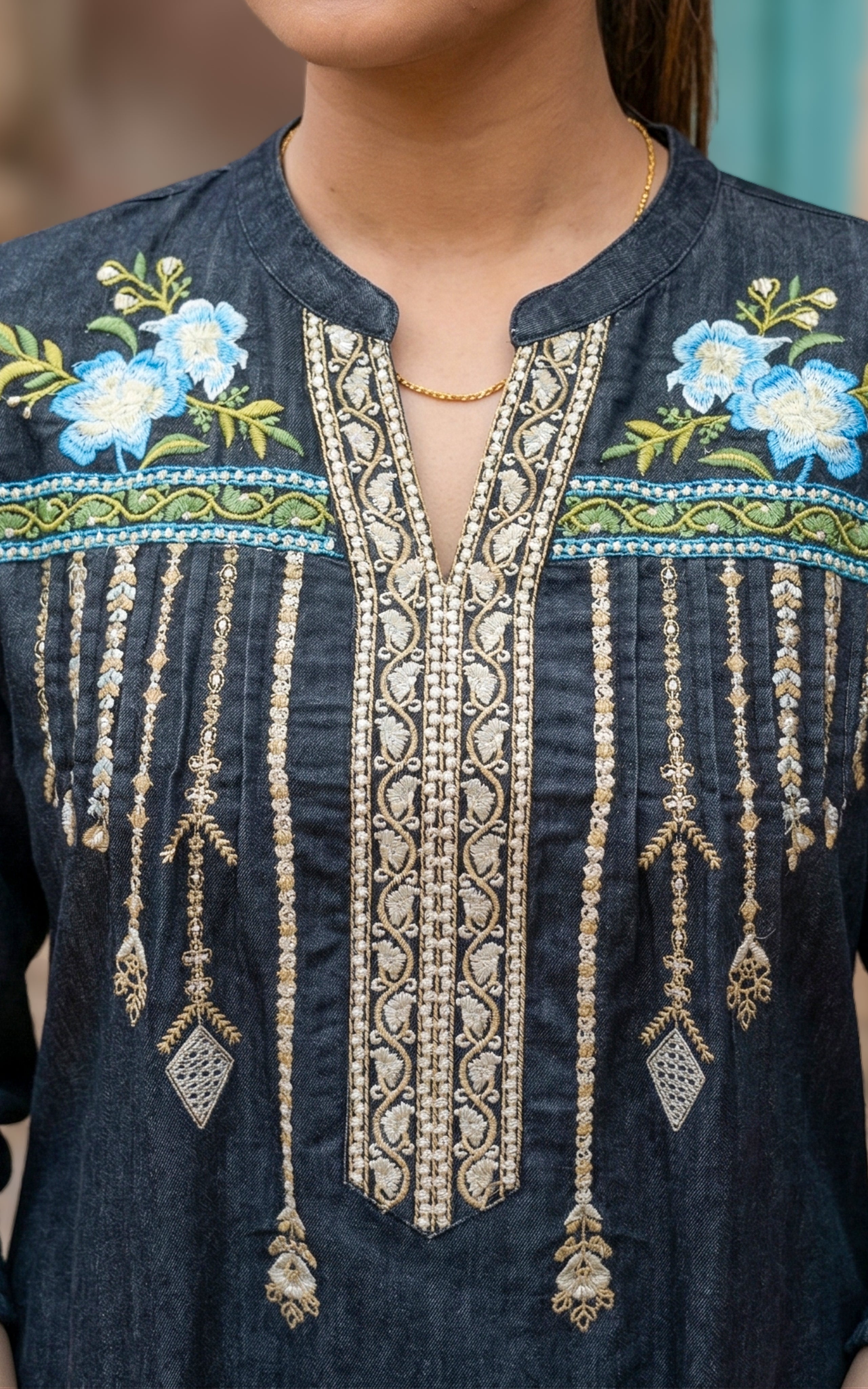 Mandarin Collar Straight Cut Kurti 