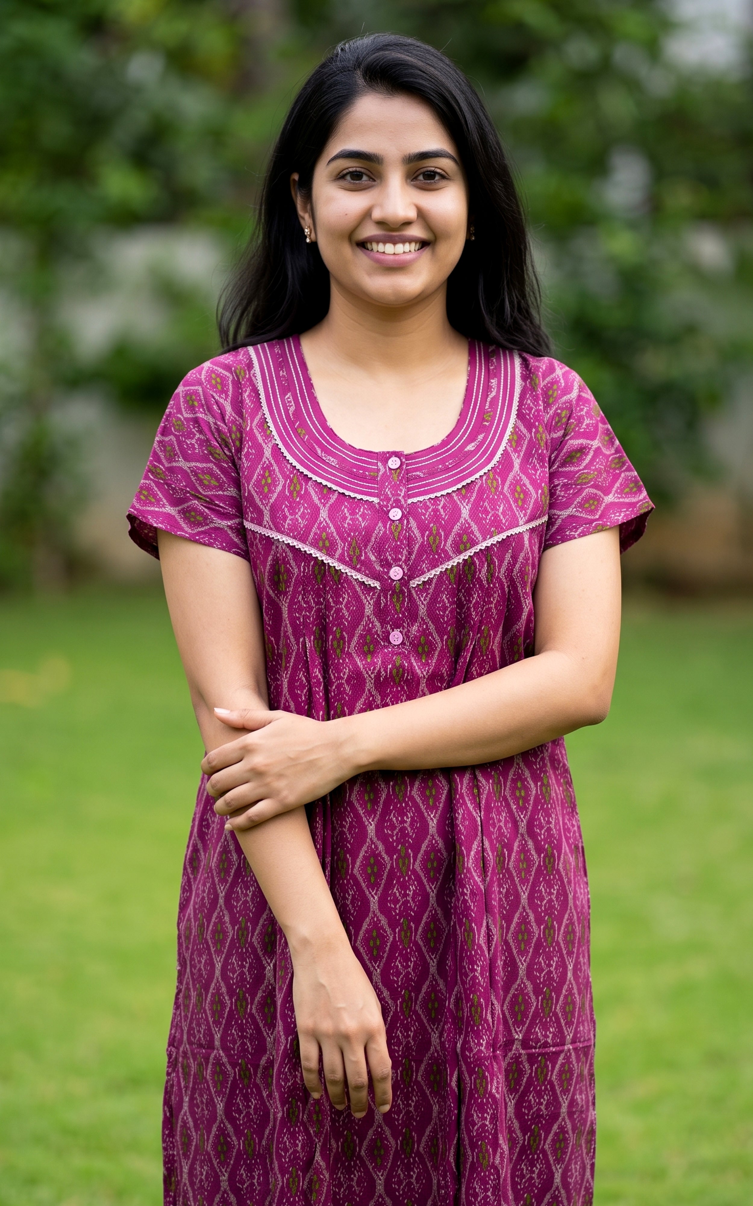 Cotton Straight Fit Nighty-164SS8A