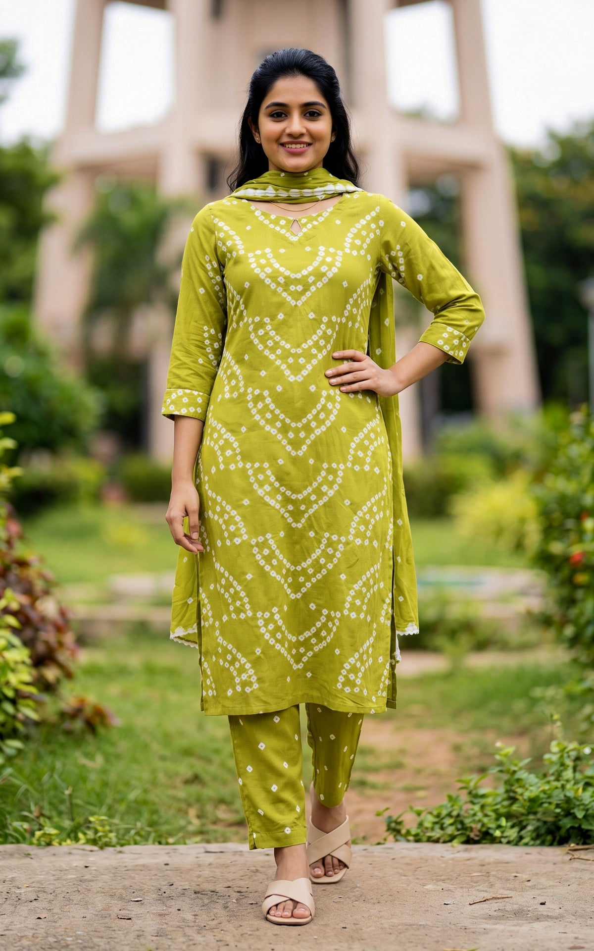 Rithushka Pista Green A (Kurti+Pant+Dupatta)