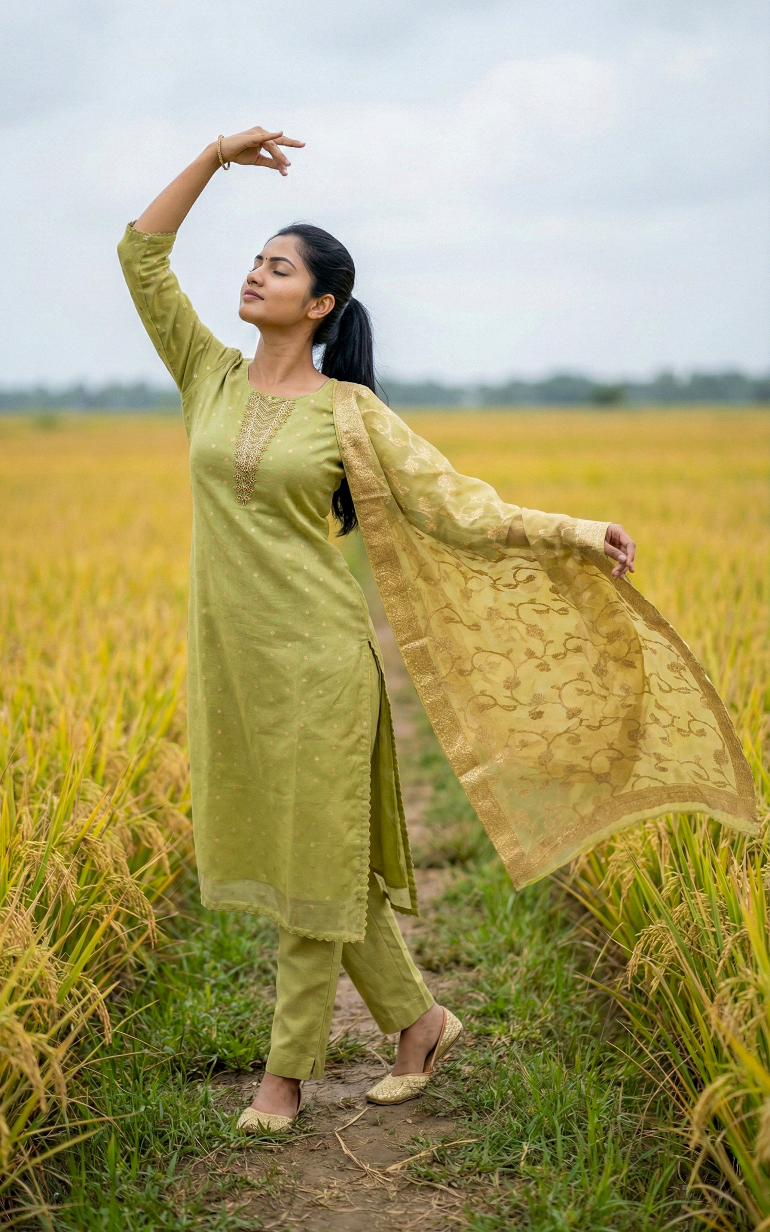 Chanderi straight cut kurti sets