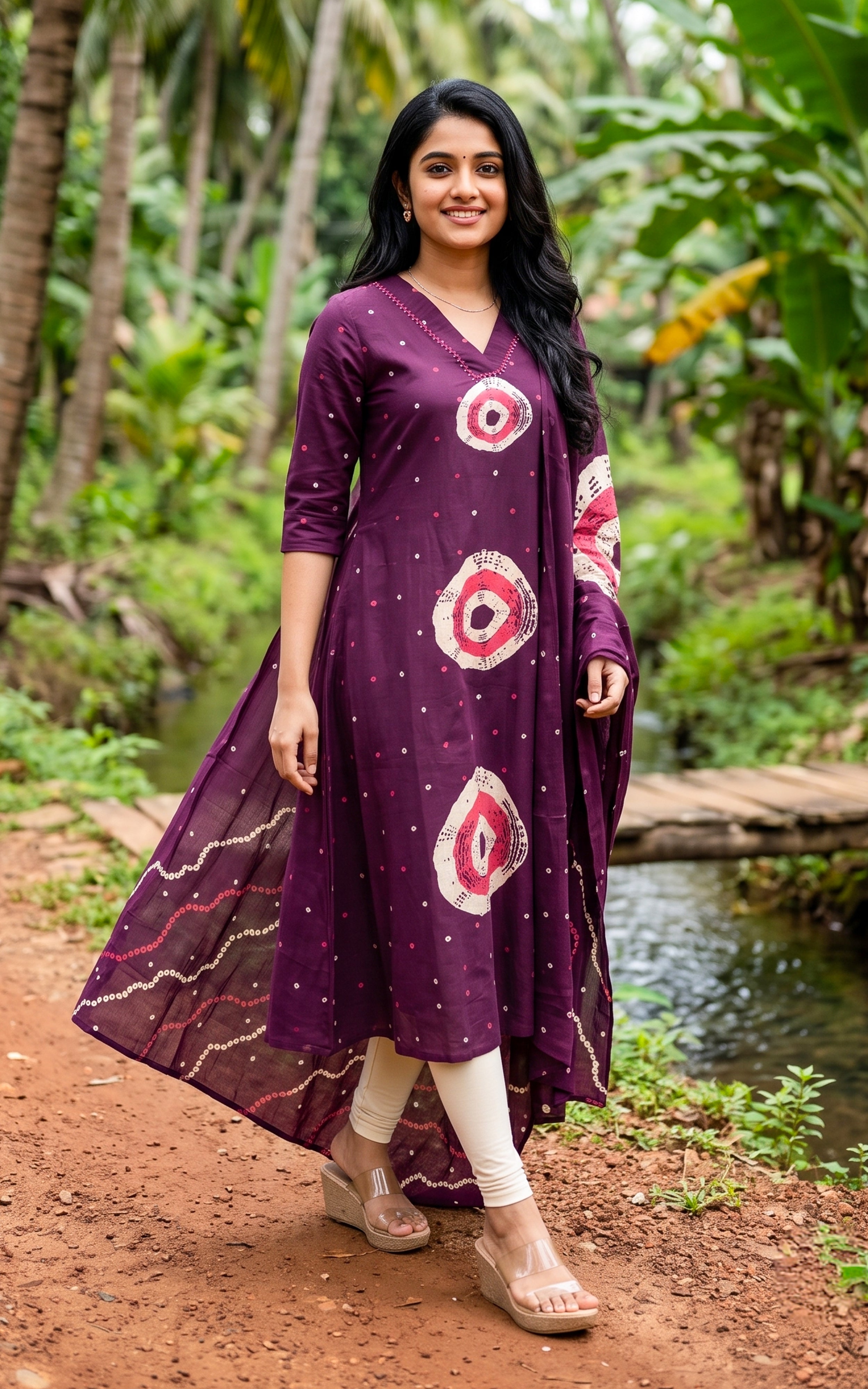Purple Cotton Daily Wear Kurti with Dupatta for Women