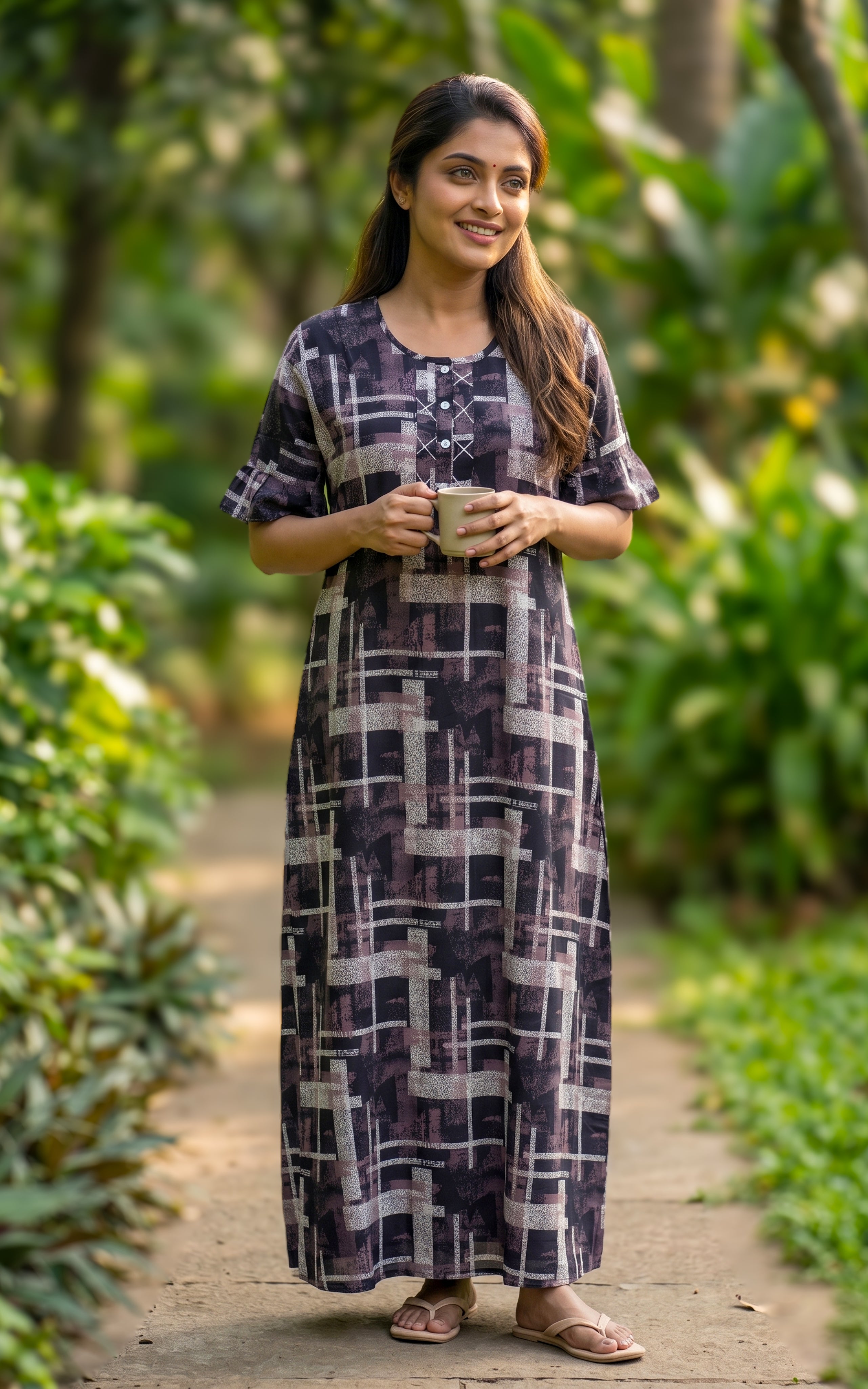 Cotton Straight Fit Nighty-160SS9A
