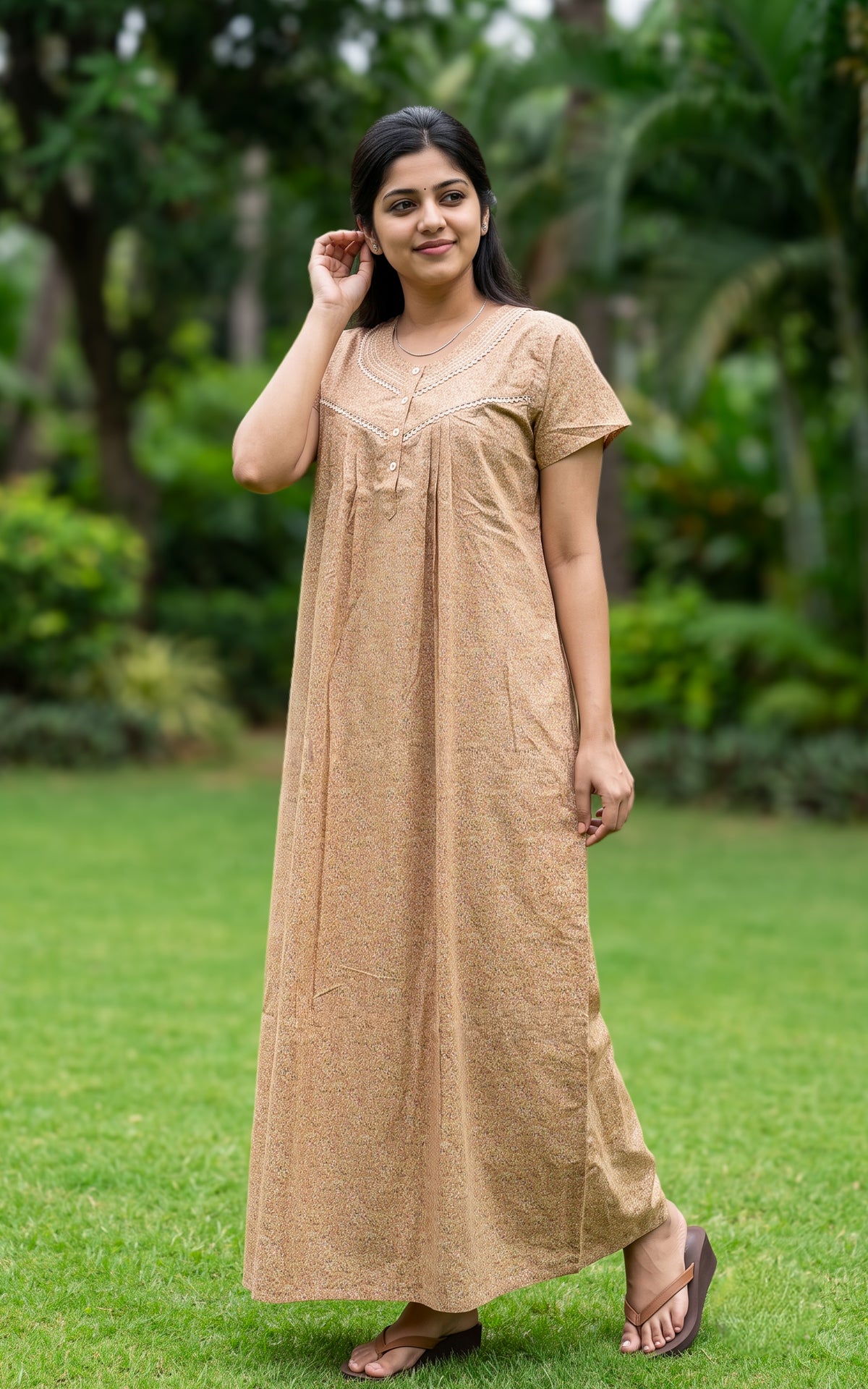Cotton Straight Fit Nighty-166SS1C