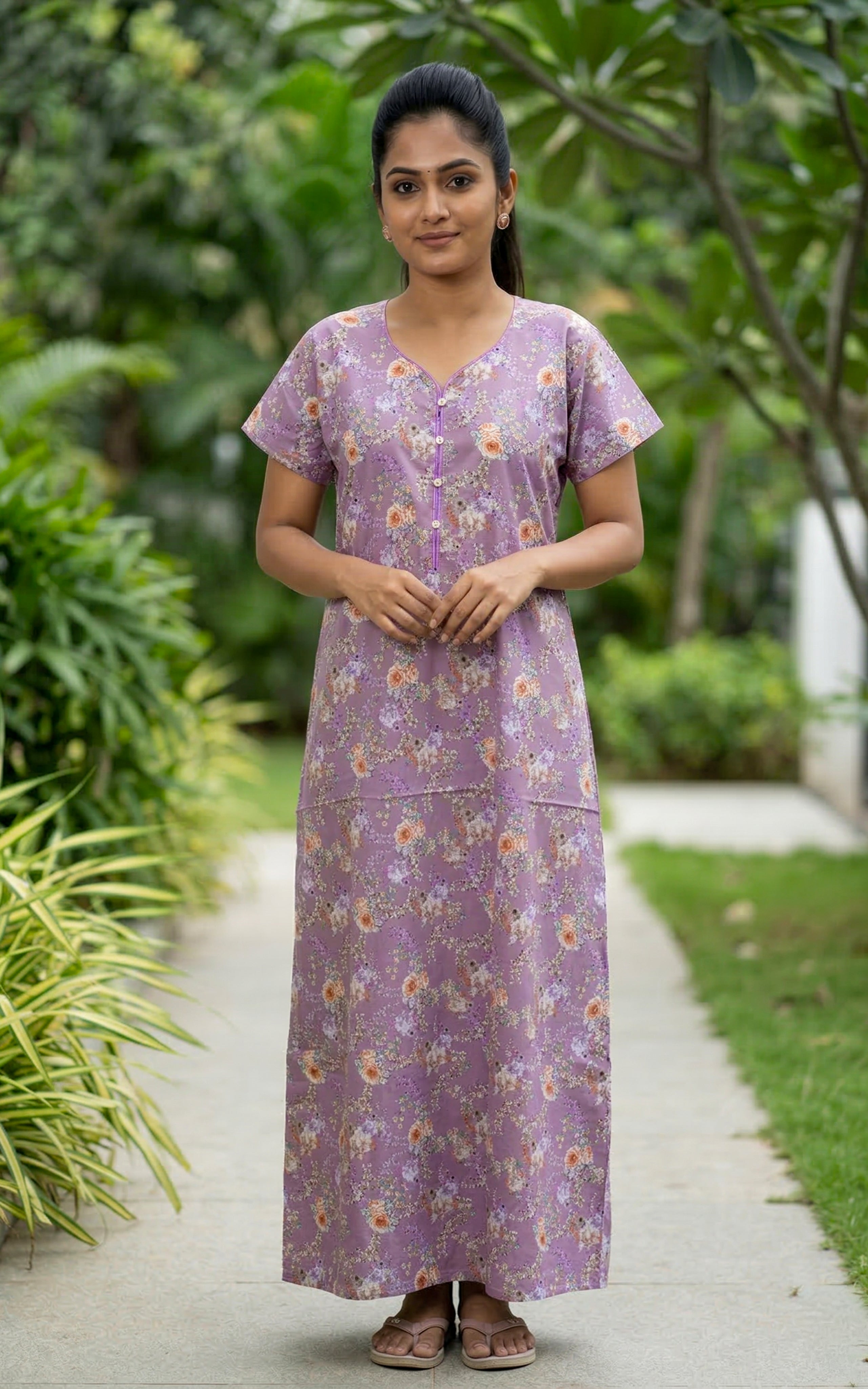 Cotton Straight Fit Nighty-159SS5B