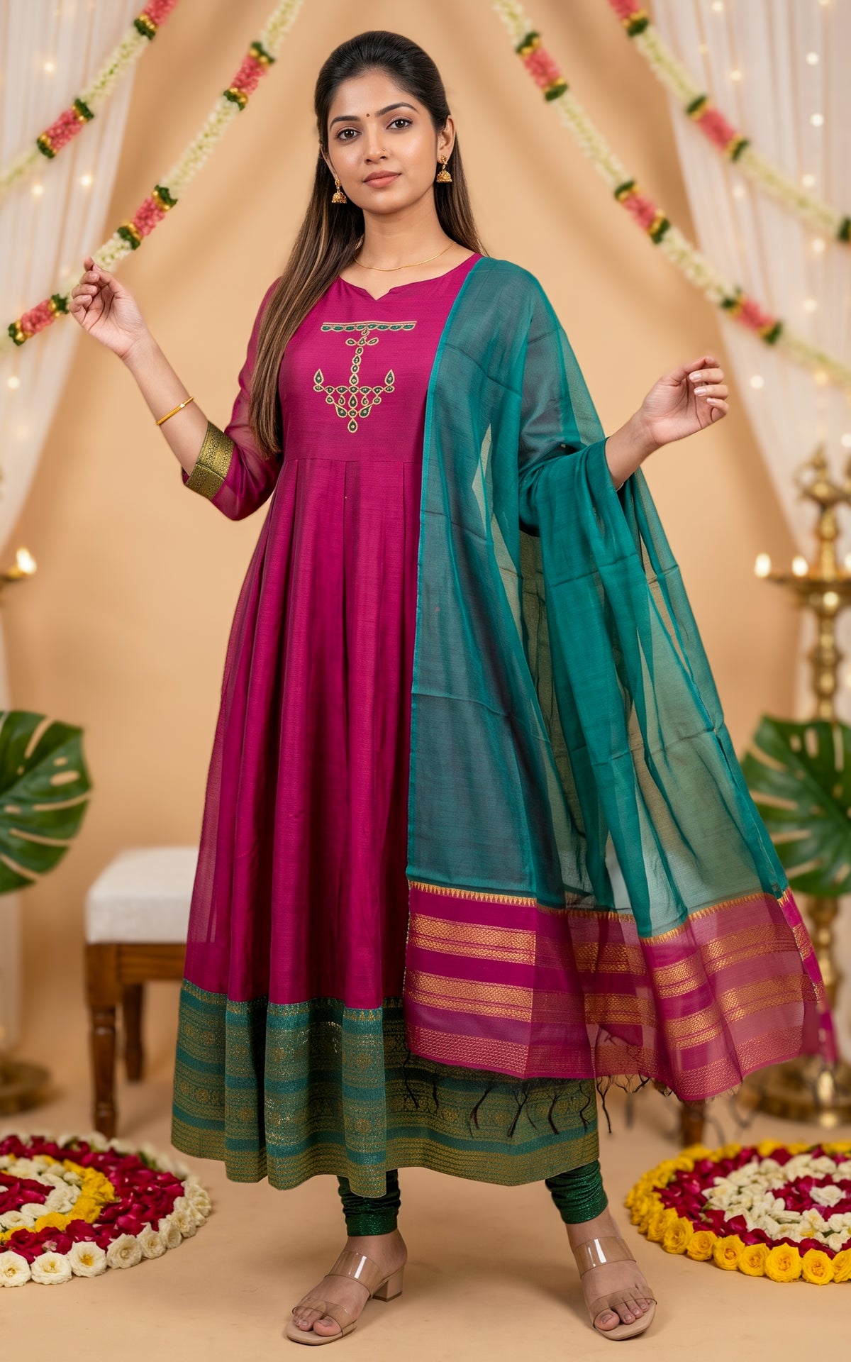 Vintage Vizha Kolam F (Kurti+Dupatta)