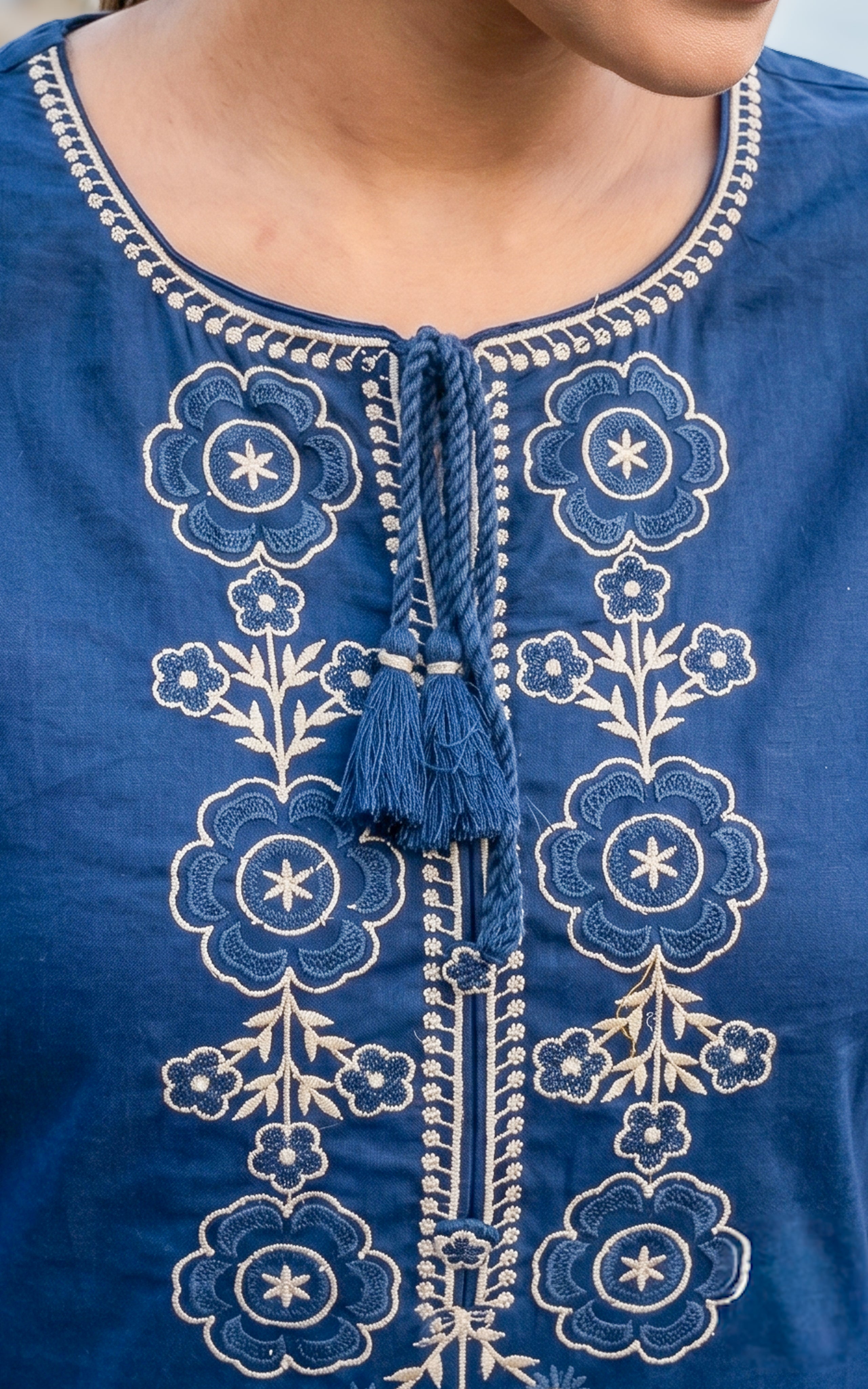 Comfortable blue cotton kurti set for women