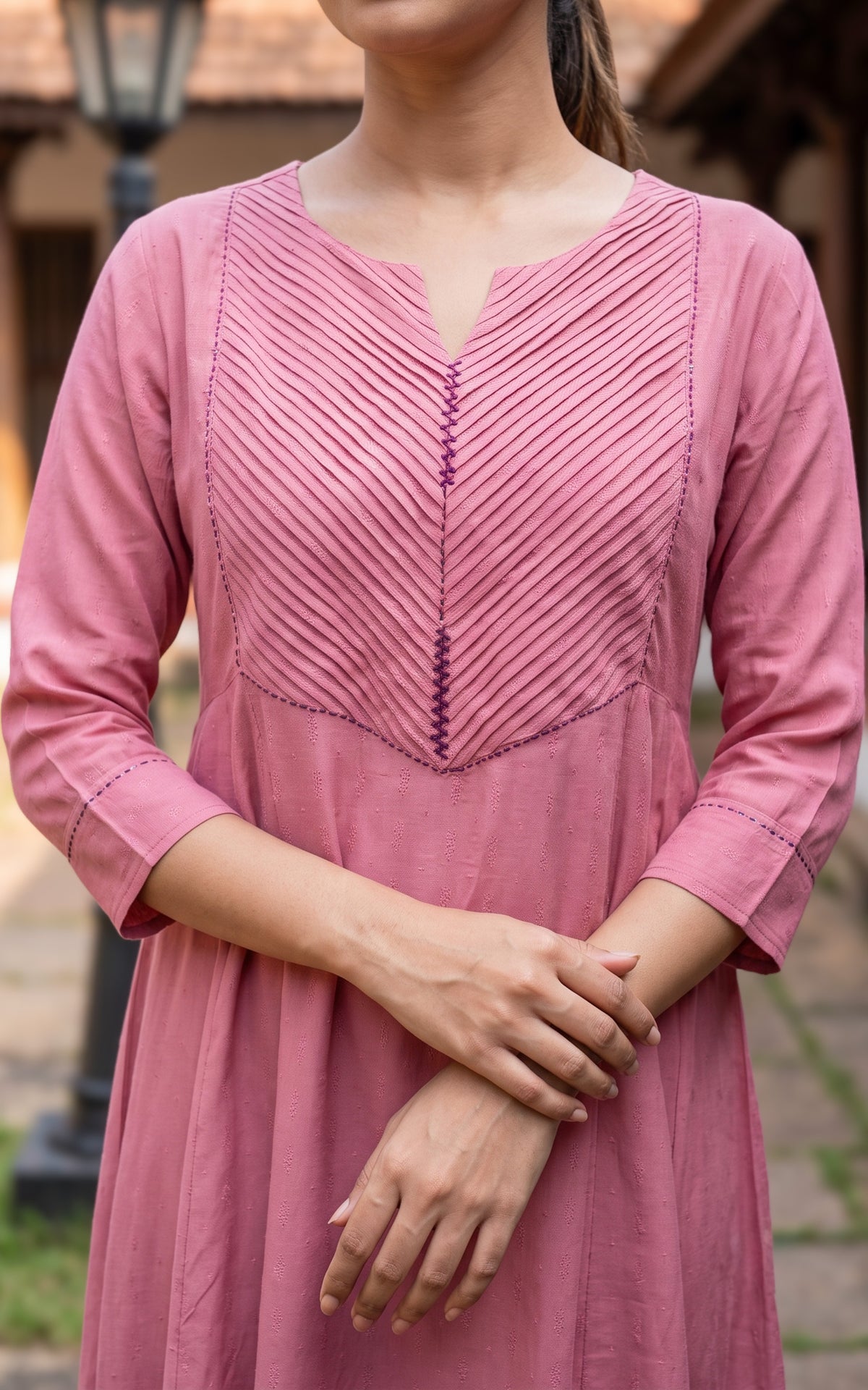 Peach Art Silk Office Wear Anarkali Kurti for Women