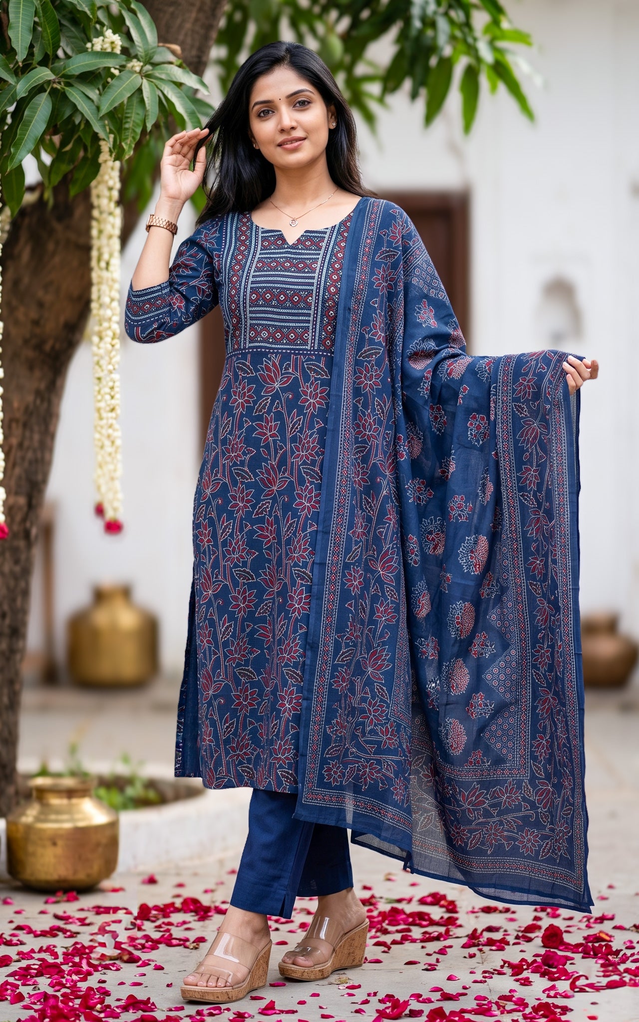 Ruthra Navy Blue (Kurti+Pant+Dupatta)