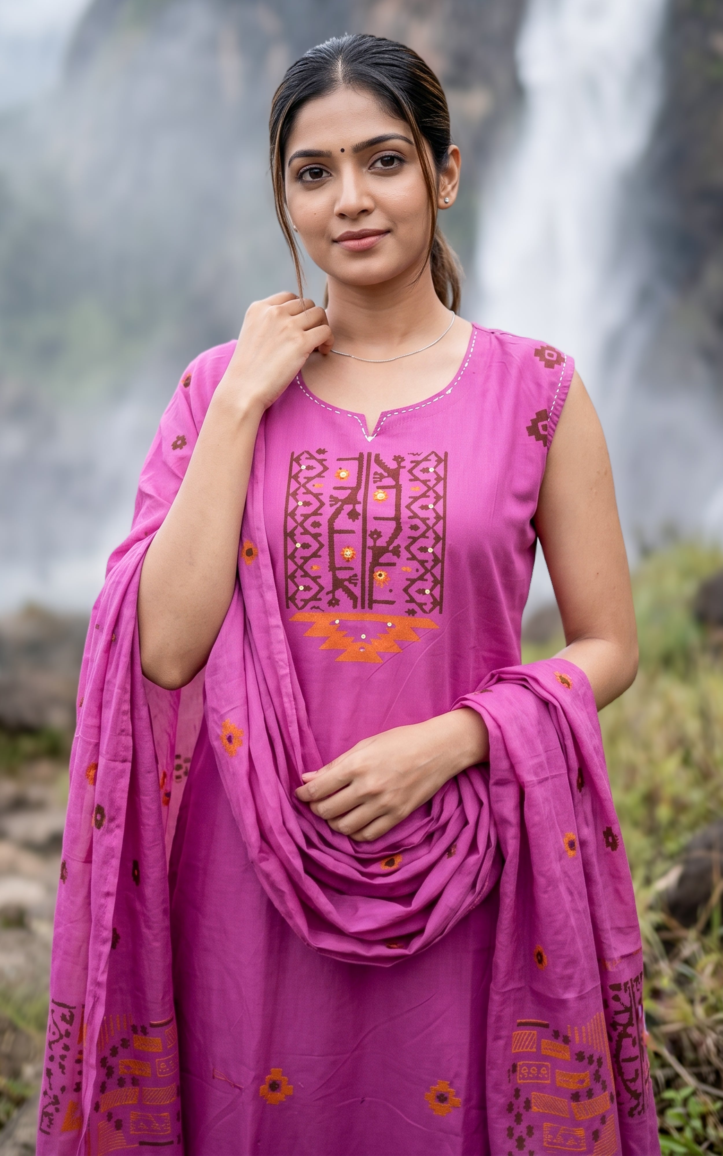 Shobana Pink (Kurti+Pant+Dupatta)