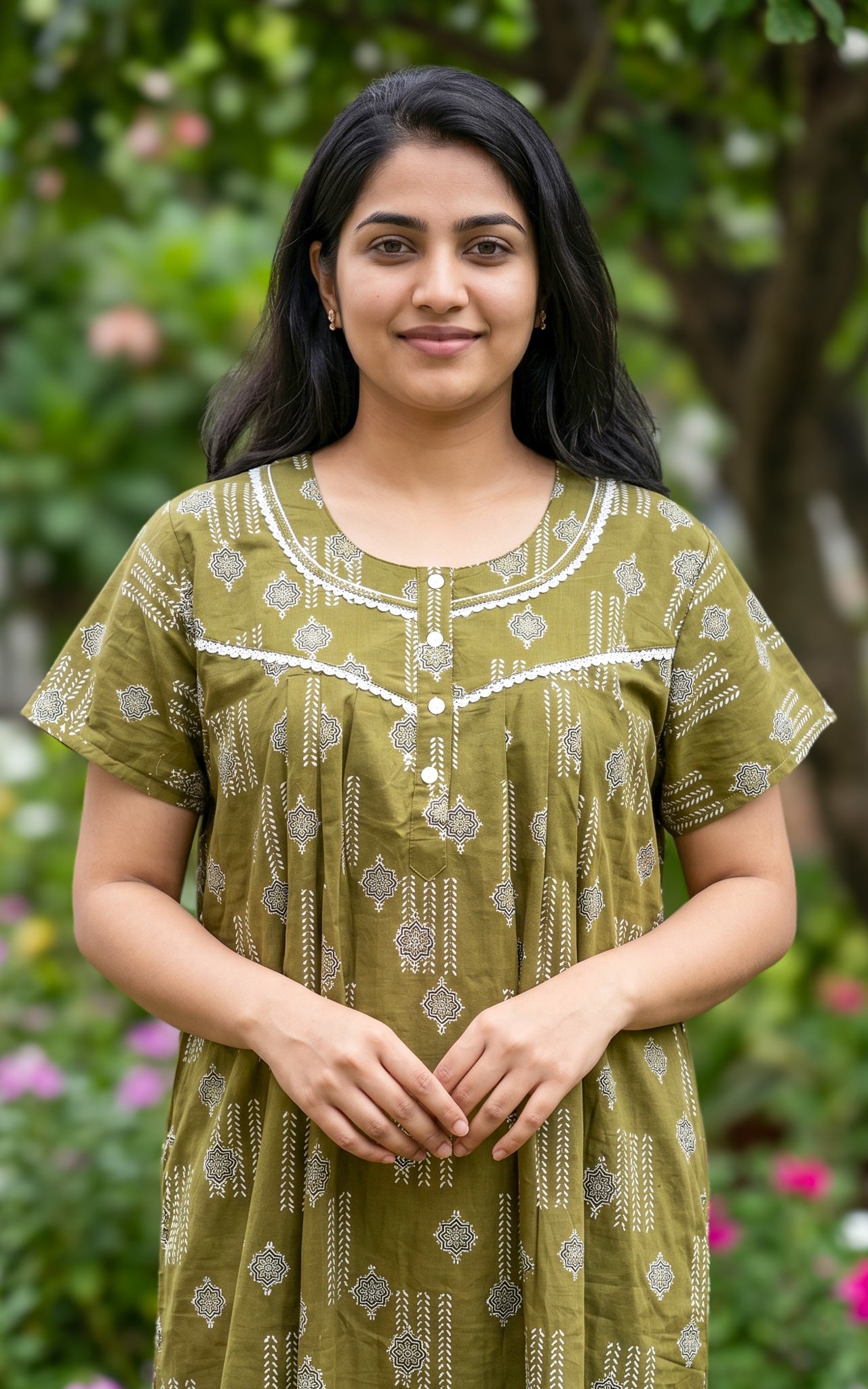 Cotton Straight Fit Nighty-162SS10A