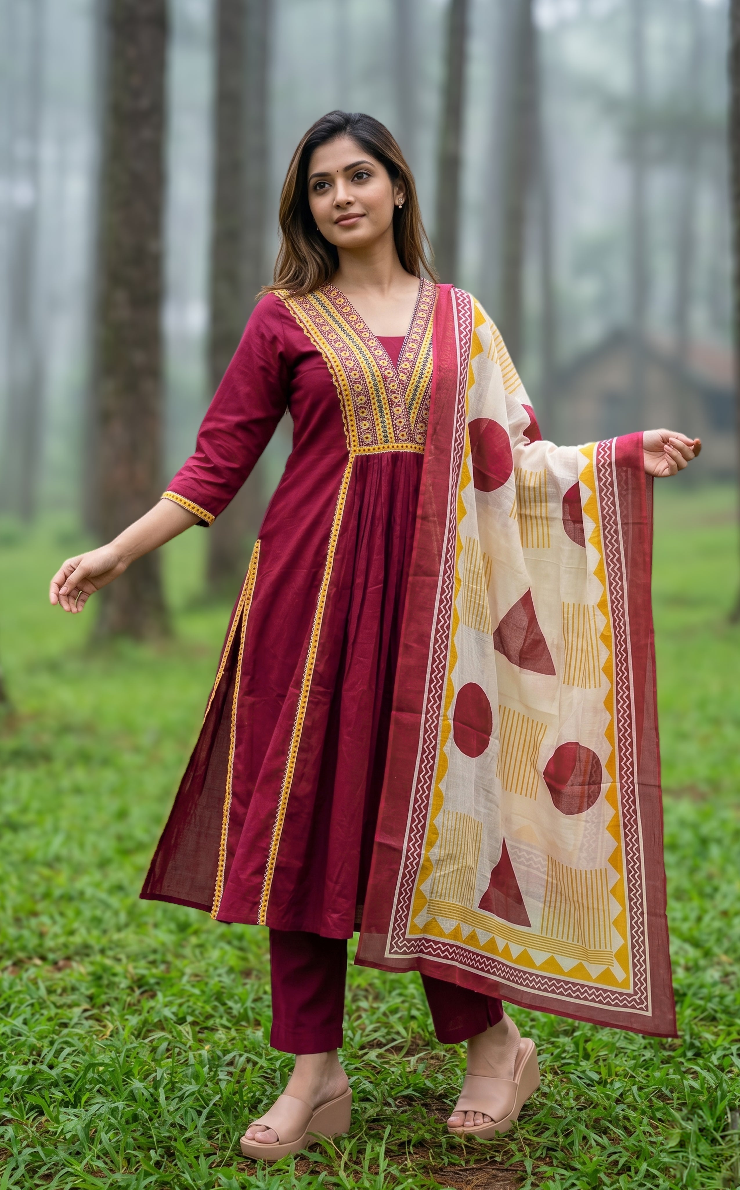 Daily wear cotton kurti set for women