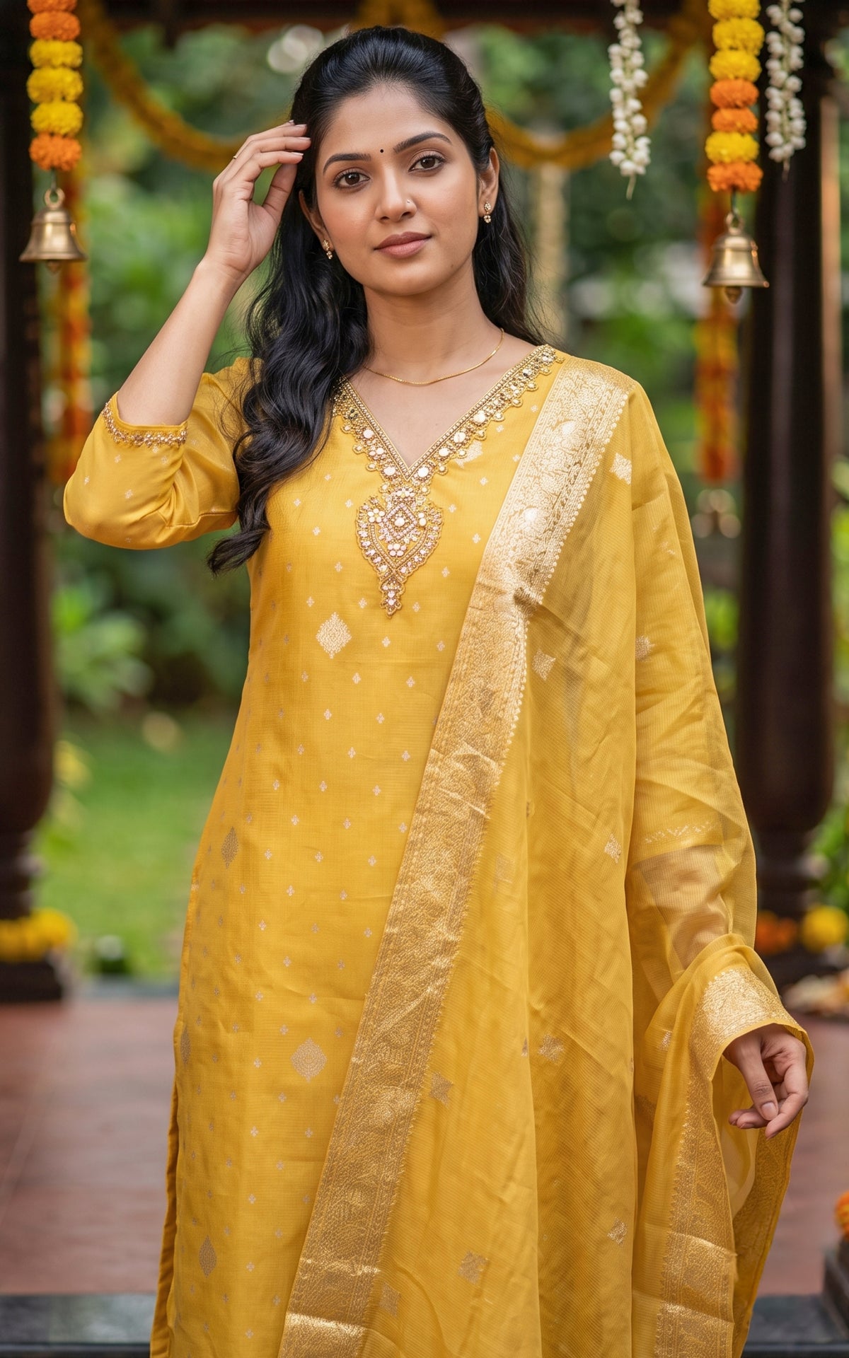 Aarthika Mustard (Kurti+Pant+Dupatta)
