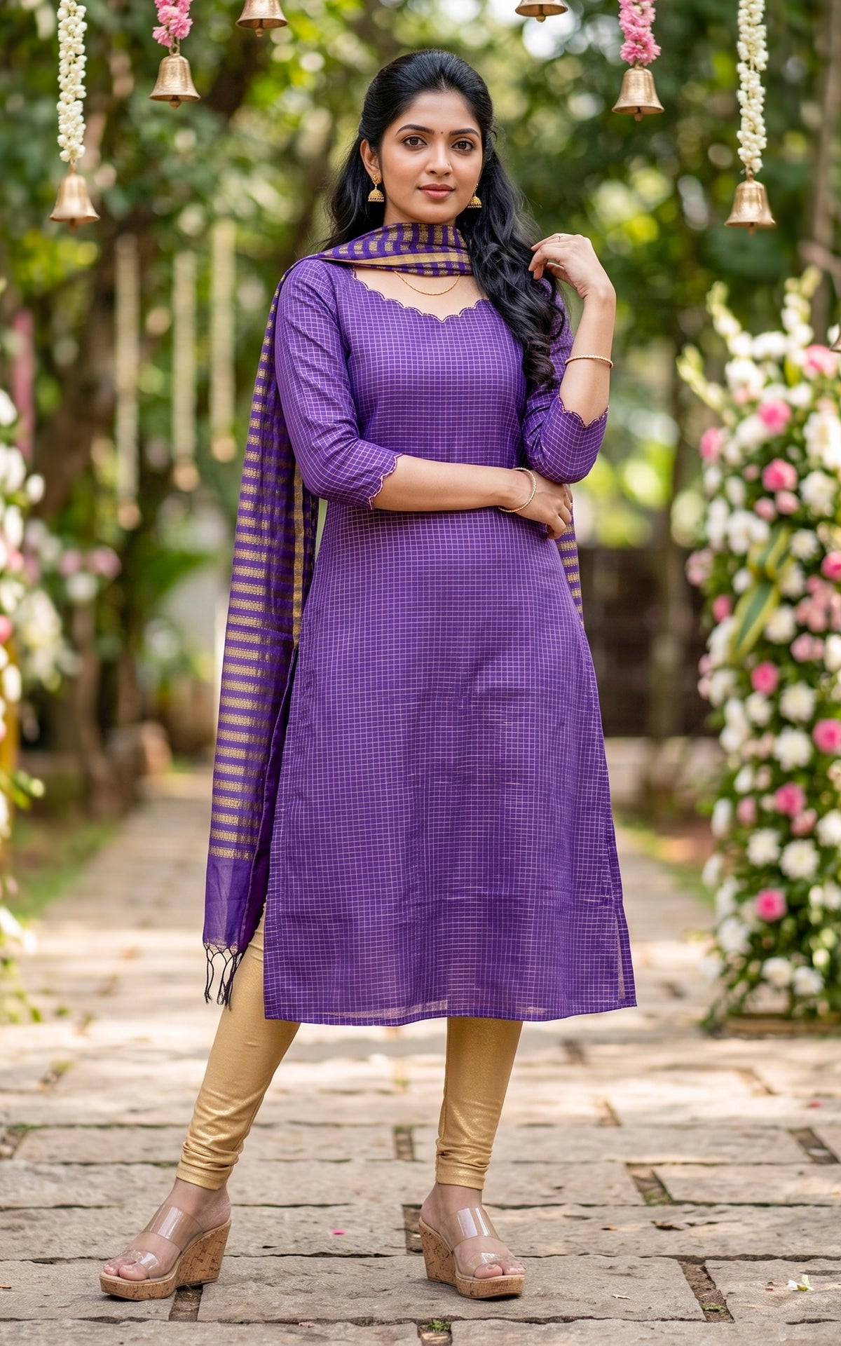 Narumugai Violet (Kurti+Dupatta)