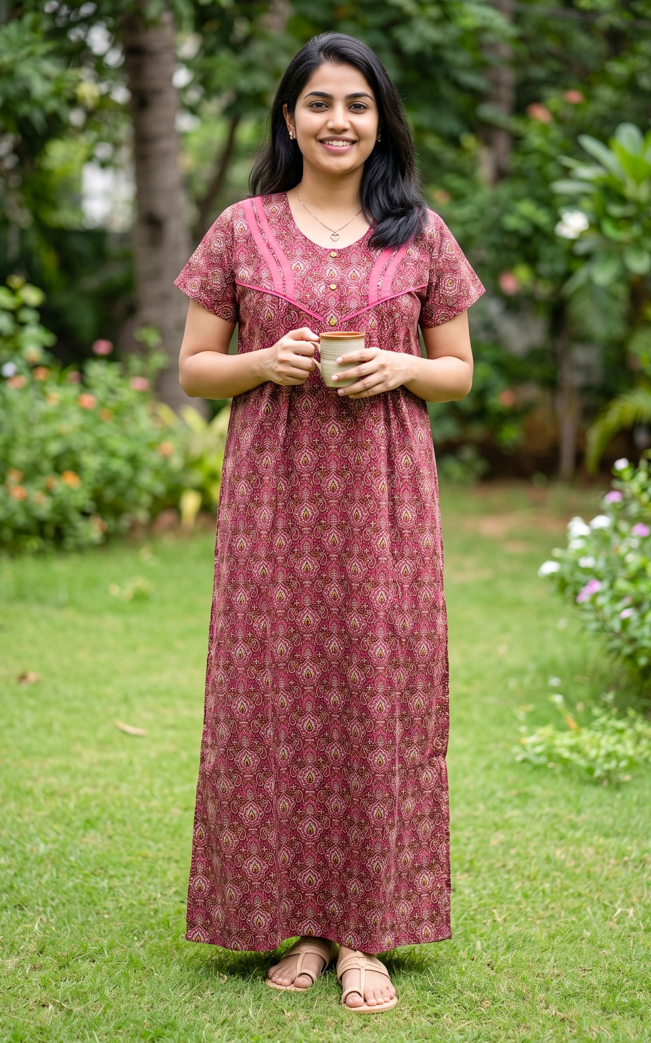 Cotton Straight Fit Nighty-163SS2A