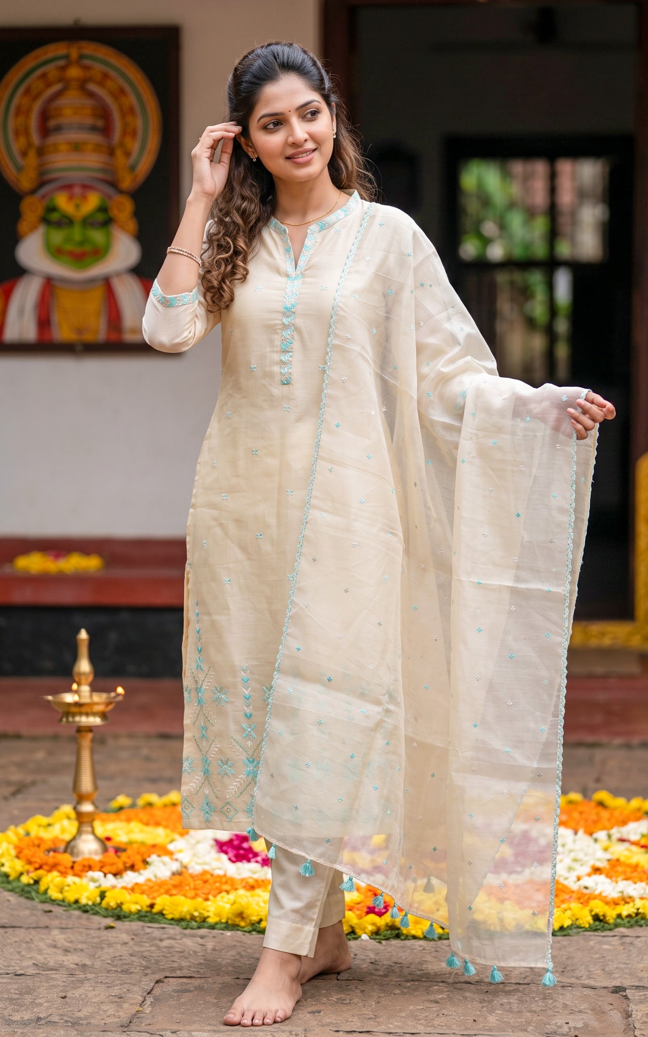 Aaravam  Blue (Kurti+Pant+Dupatta)